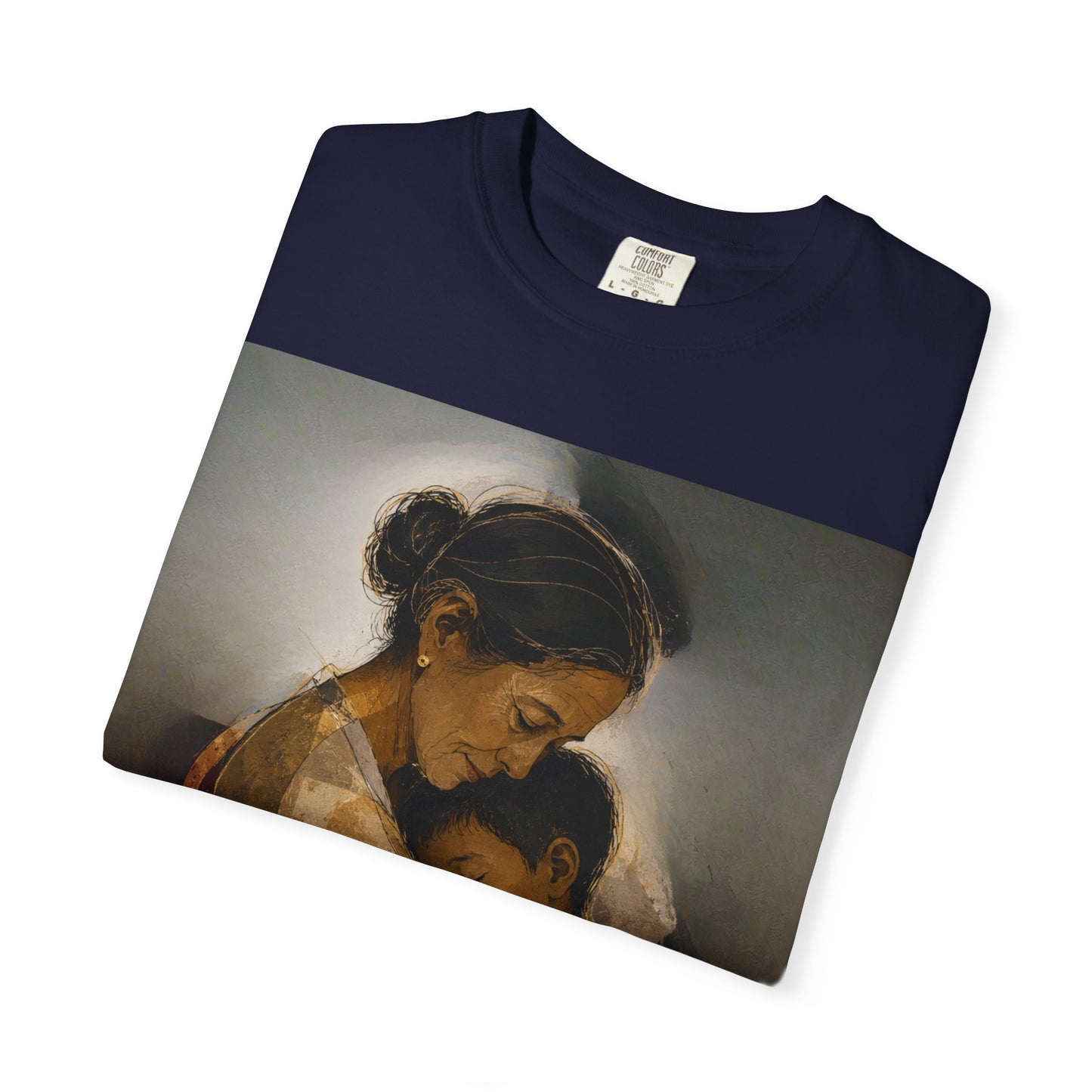 T-Shirt — Mother and Child Embrace Graphic Tee with Inspirational Quote