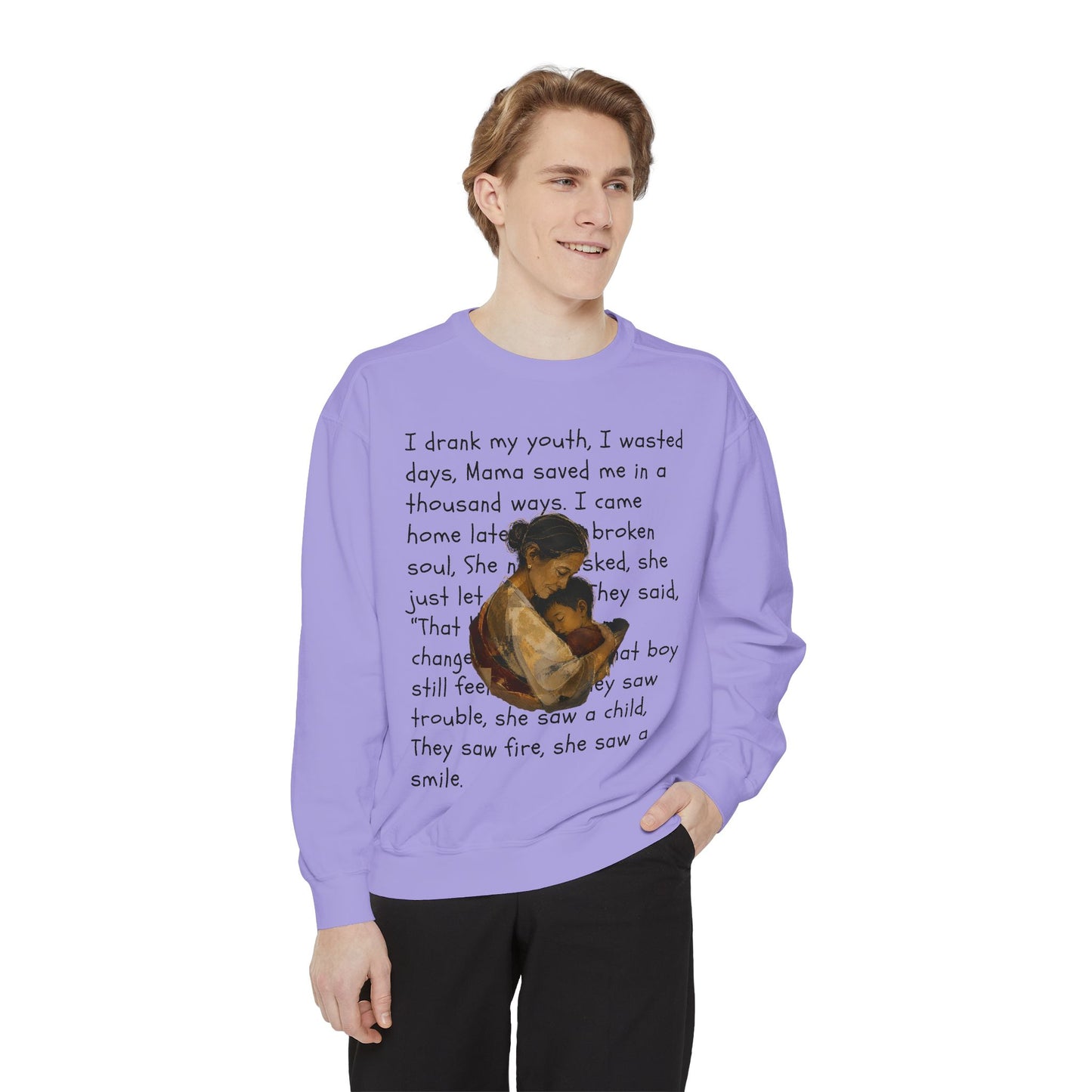 Sweatshirt — Mama Saved Me Graphic Sweatshirt with Mother & Child Lyrics