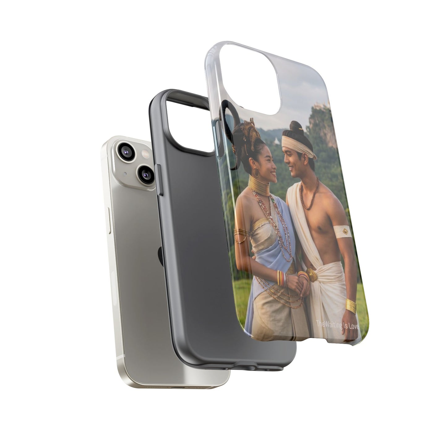 Phone Case — Romantic Couple Photo Print, Tropical Temple Landscape Protective Cover