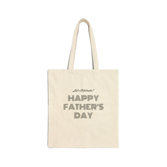 Father's Day Tote Bag – 'Happy Father's Day' Canvas Tote with Vintage Family & Brain Art