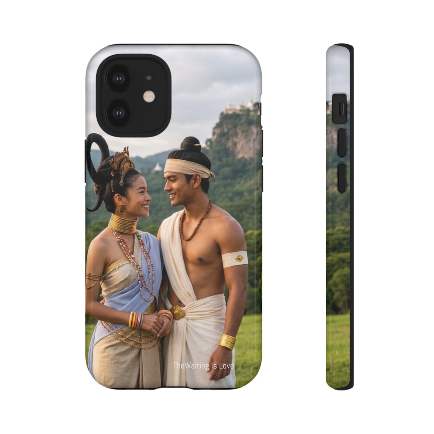 Phone Case — Romantic Couple Photo Print, Tropical Temple Landscape Protective Cover