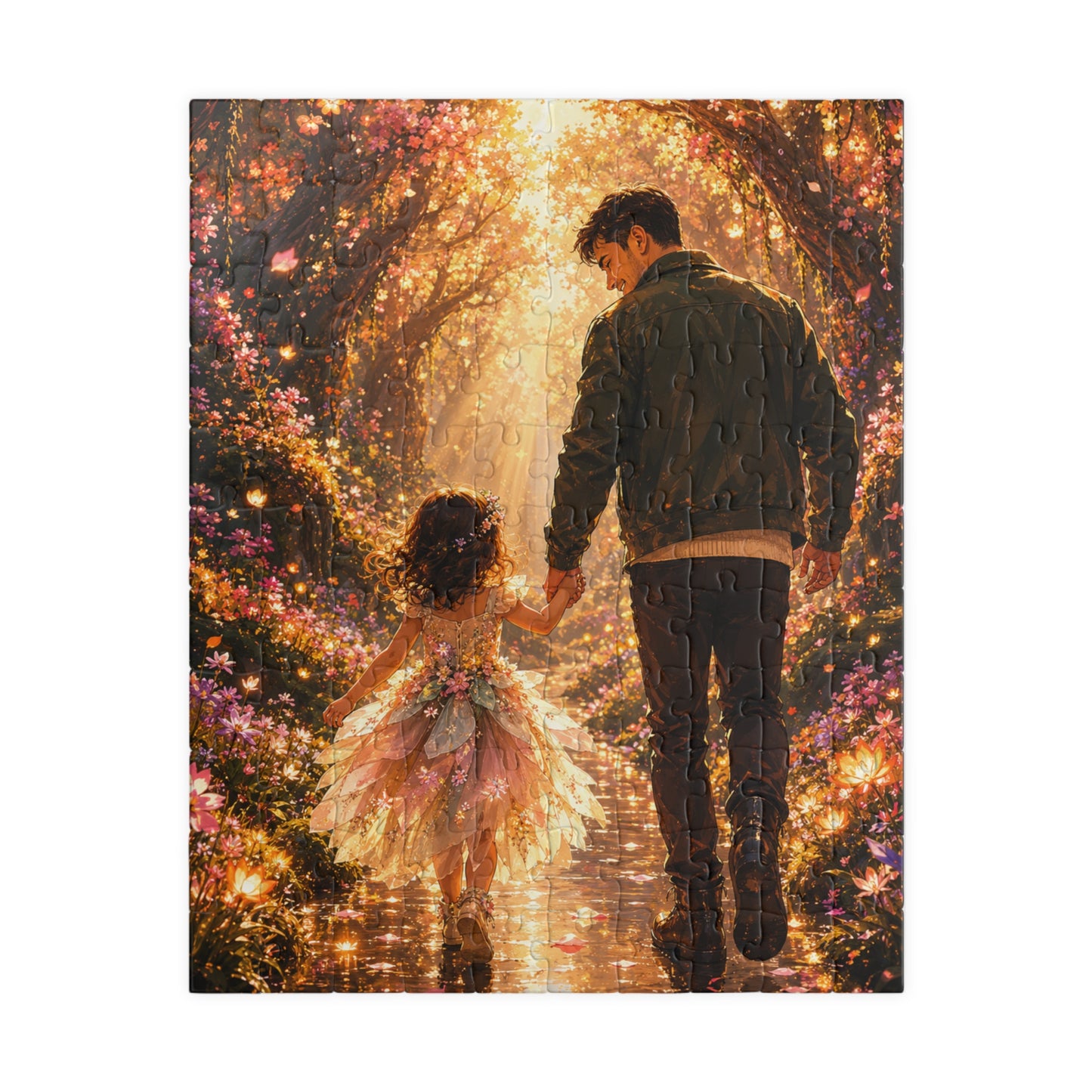 Father and Daughter Stroll Jigsaw Puzzle — Heartwarming Family Scene (110/252/520/1014 pcs)
