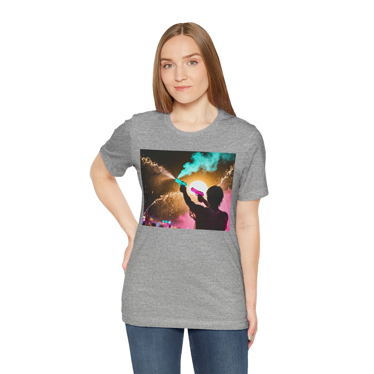 Concert Silhouette Tee — Colorful Smoke Festival Photo T‑Shirt