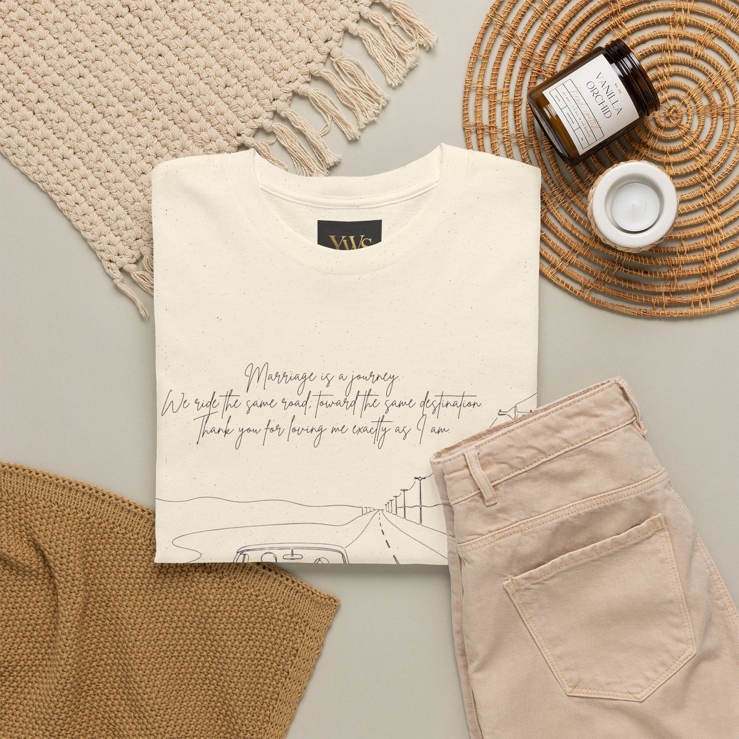 Vintage Road Sketch Tee — Minimal Car Illustration with Handwritten Quote