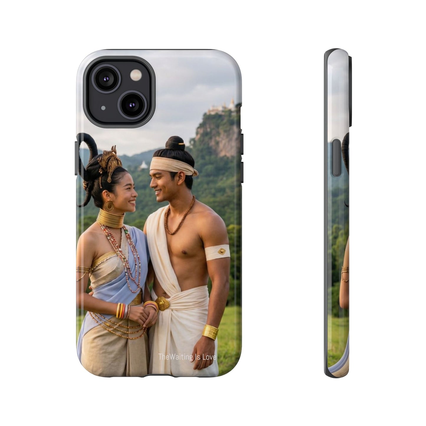 Phone Case — Romantic Couple Photo Print, Tropical Temple Landscape Protective Cover