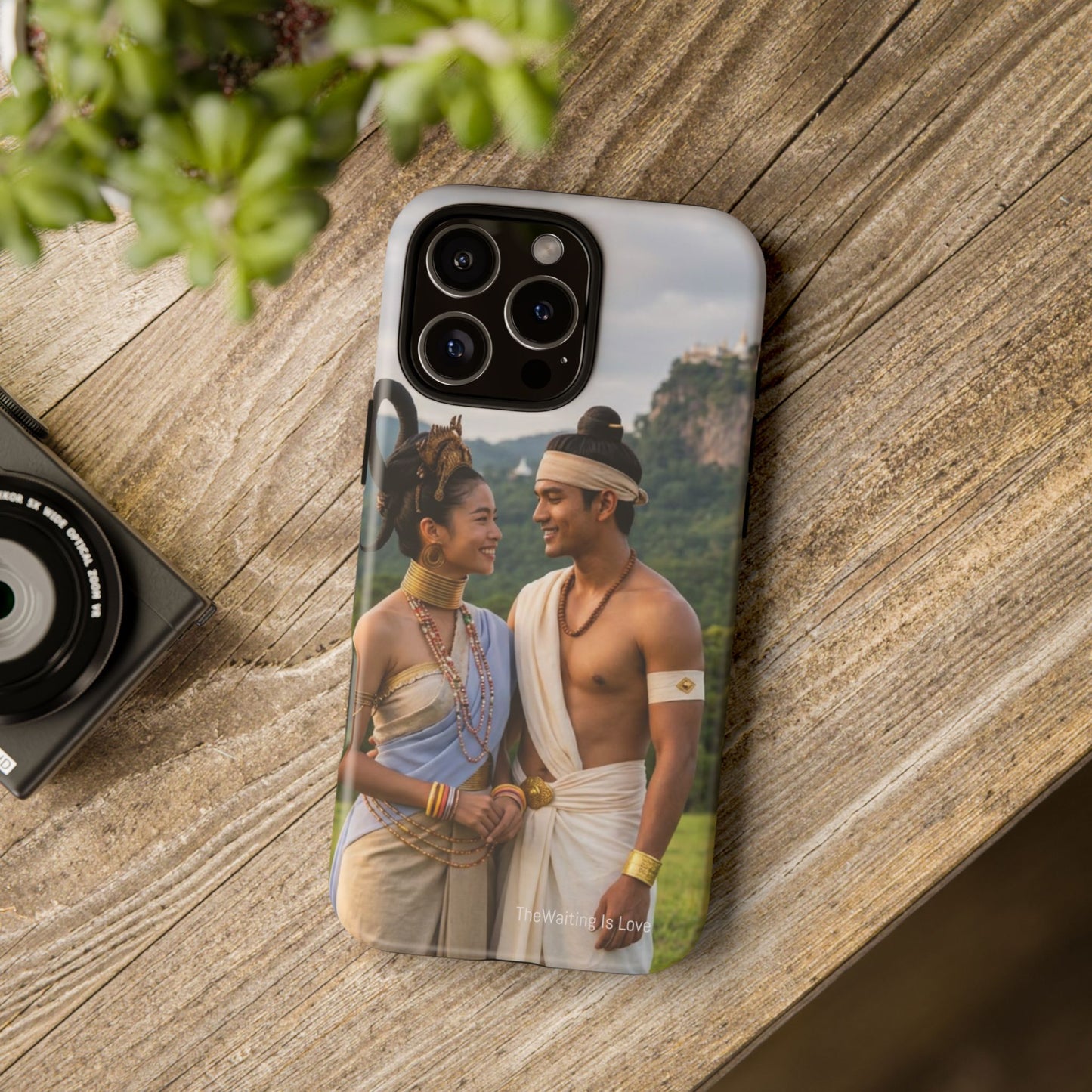 Phone Case — Romantic Couple Photo Print, Tropical Temple Landscape Protective Cover