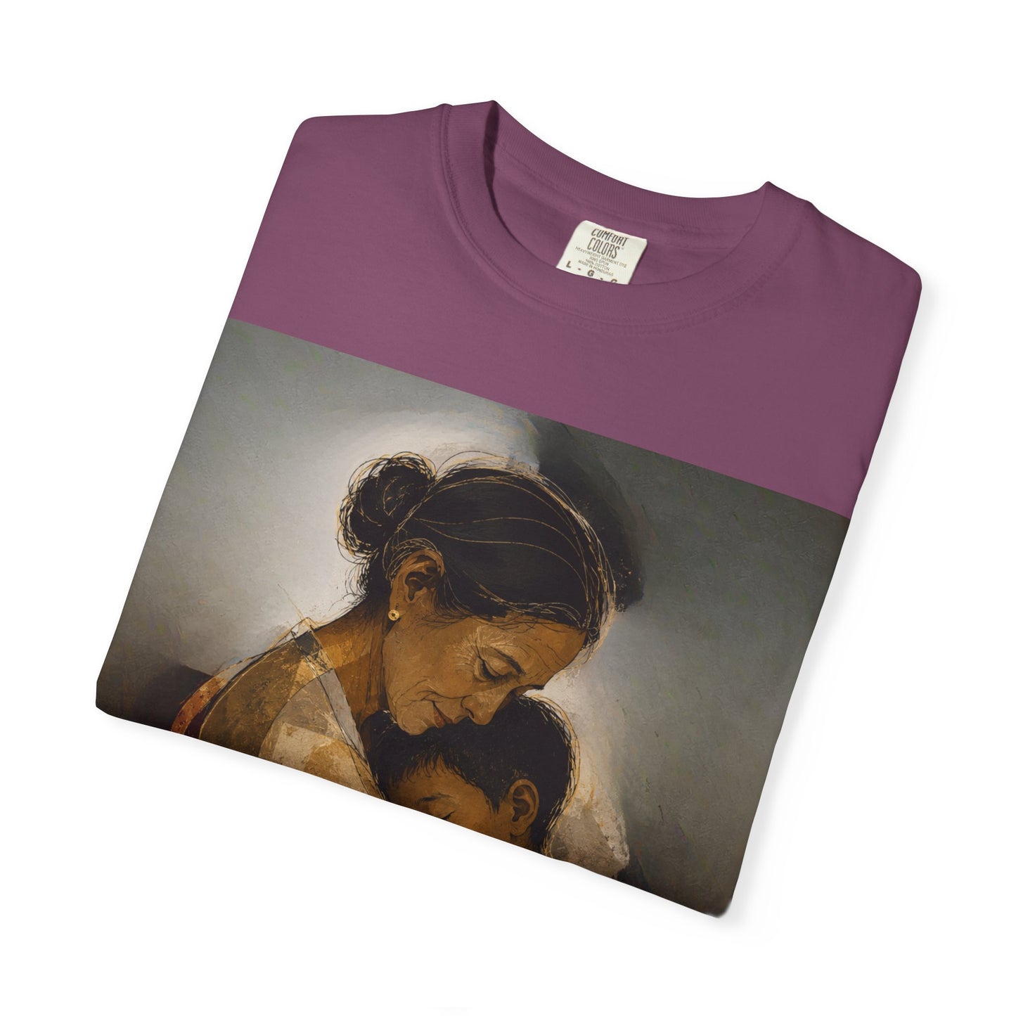 T-Shirt — Mother and Child Embrace Graphic Tee with Inspirational Quote