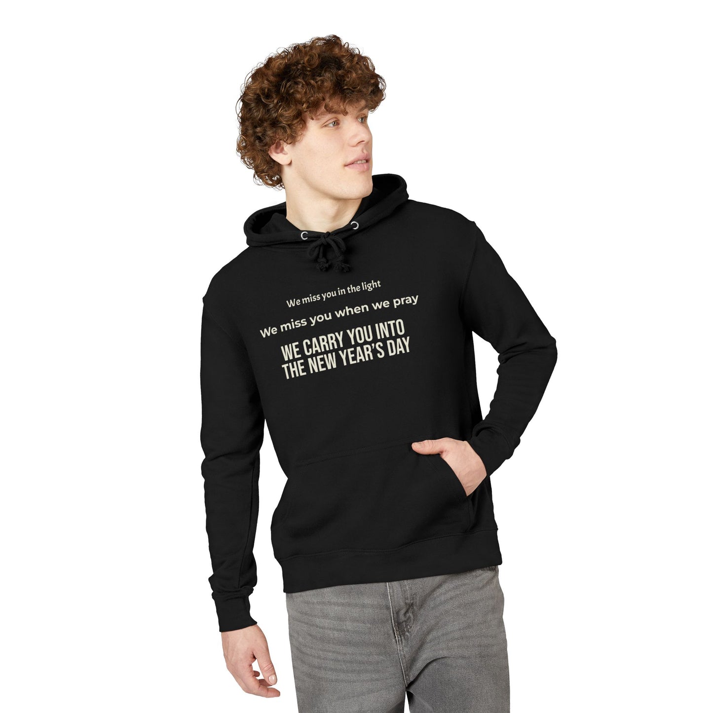 Black 'Tomorrow' Graphic Hoodie — Subtle Tonal Vintage Text Pullover