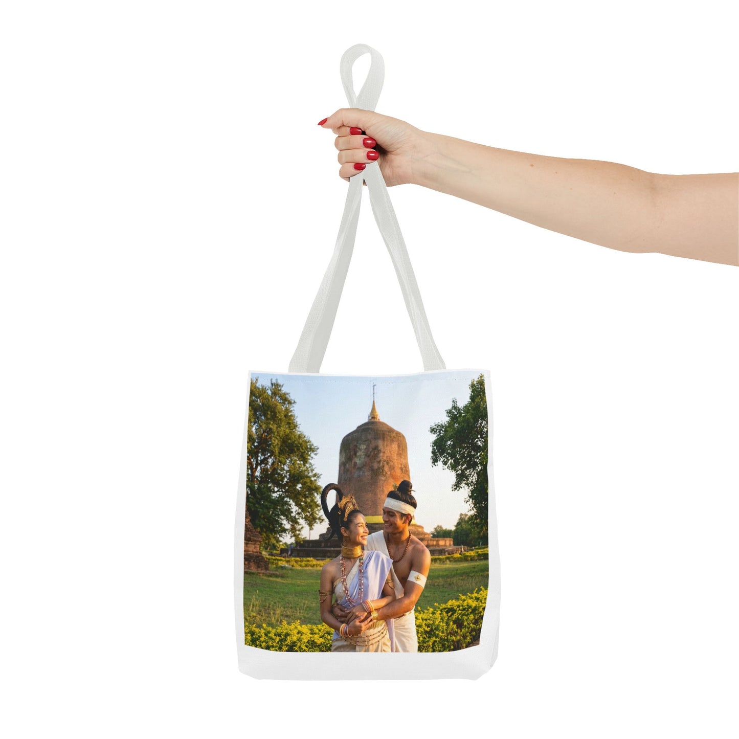 Scenic Couple Illustration Tote Bag — Romantic Travel Landscape AOP