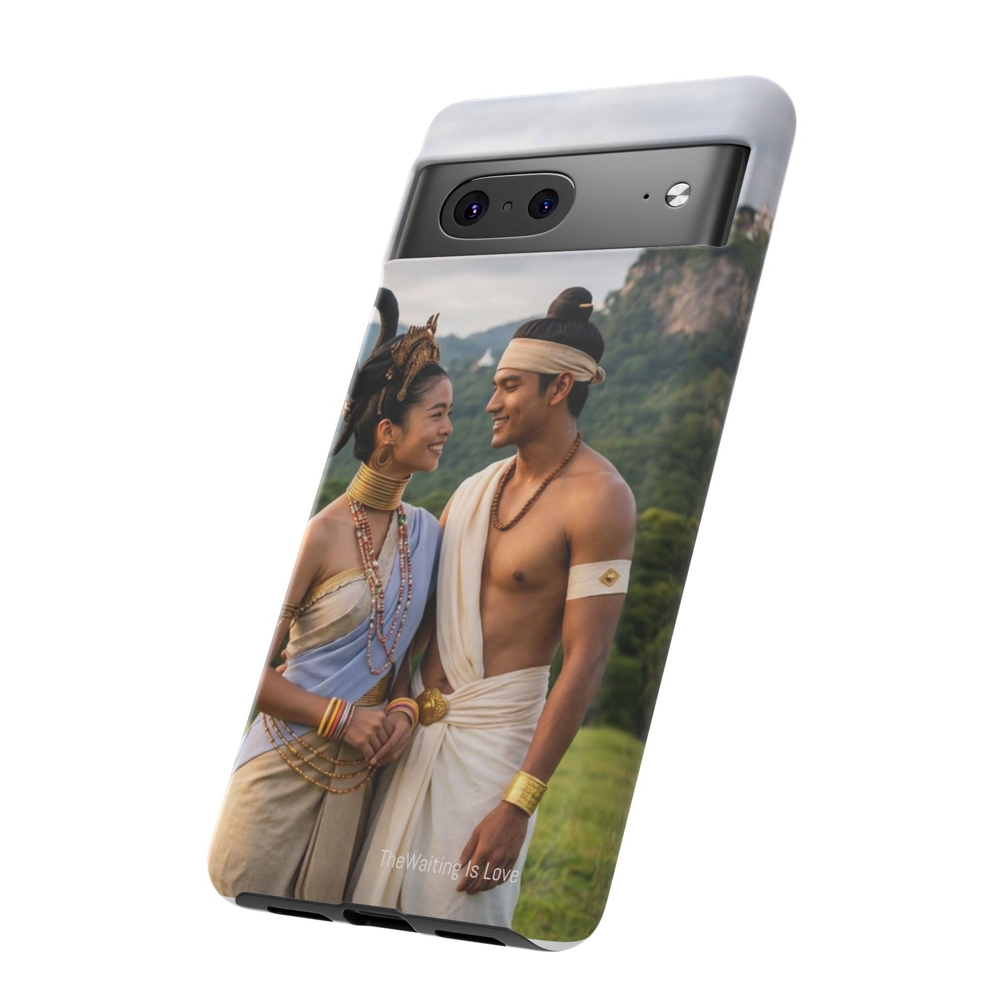 Phone Case — Romantic Couple Photo Print, Tropical Temple Landscape Protective Cover