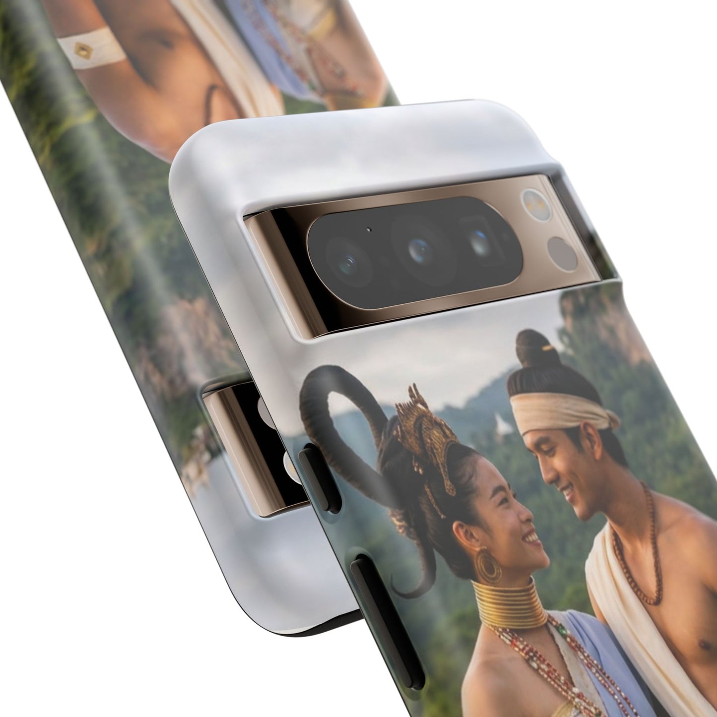 Phone Case — Romantic Couple Photo Print, Tropical Temple Landscape Protective Cover