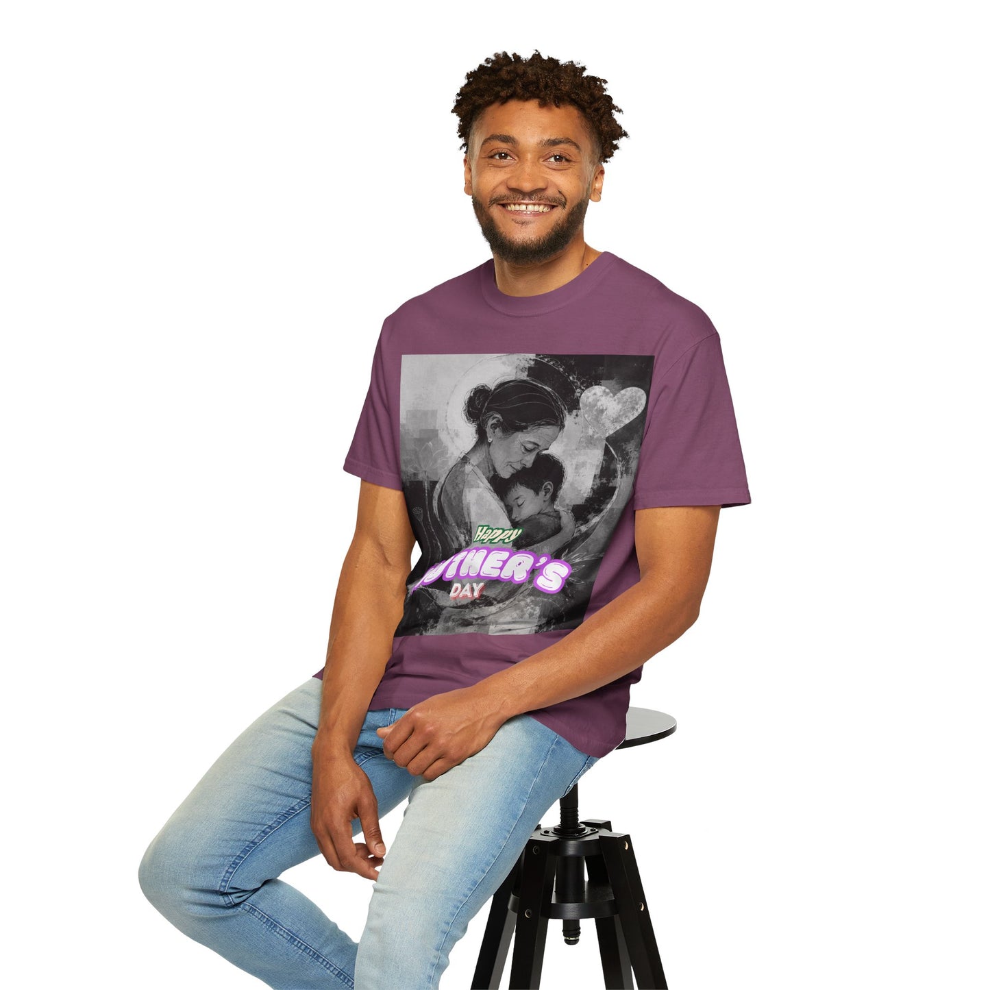 Mother's Day T-Shirt - Vintage Mother & Baby Portrait with "Happy Mother's Day"