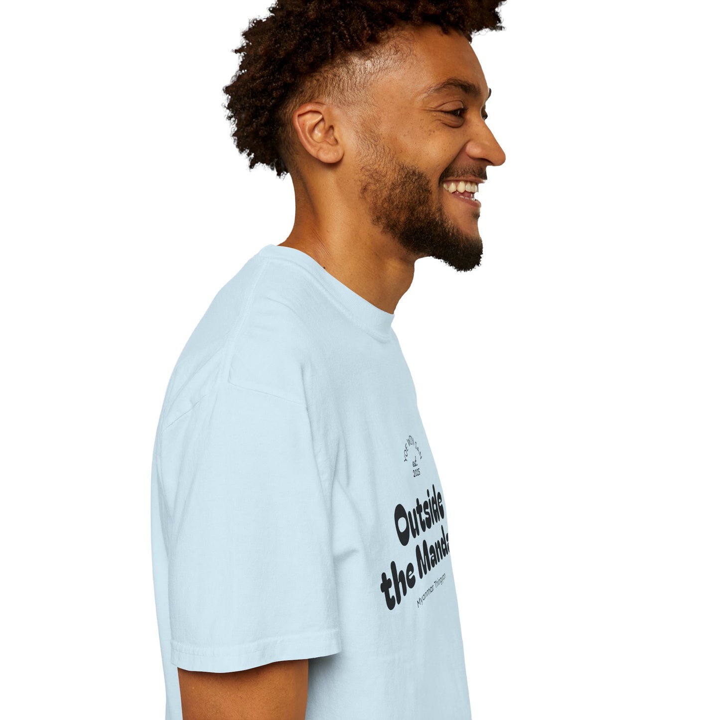 Outside the Mandate T-shirt | Minimal Text Graphic, Small Center Chest Print