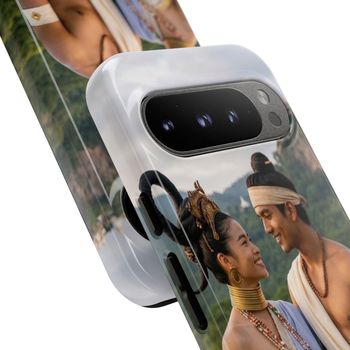 Phone Case — Romantic Couple Photo Print, Tropical Temple Landscape Protective Cover