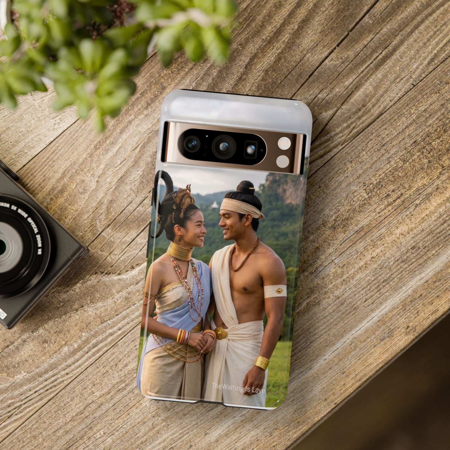 Phone Case — Romantic Couple Photo Print, Tropical Temple Landscape Protective Cover