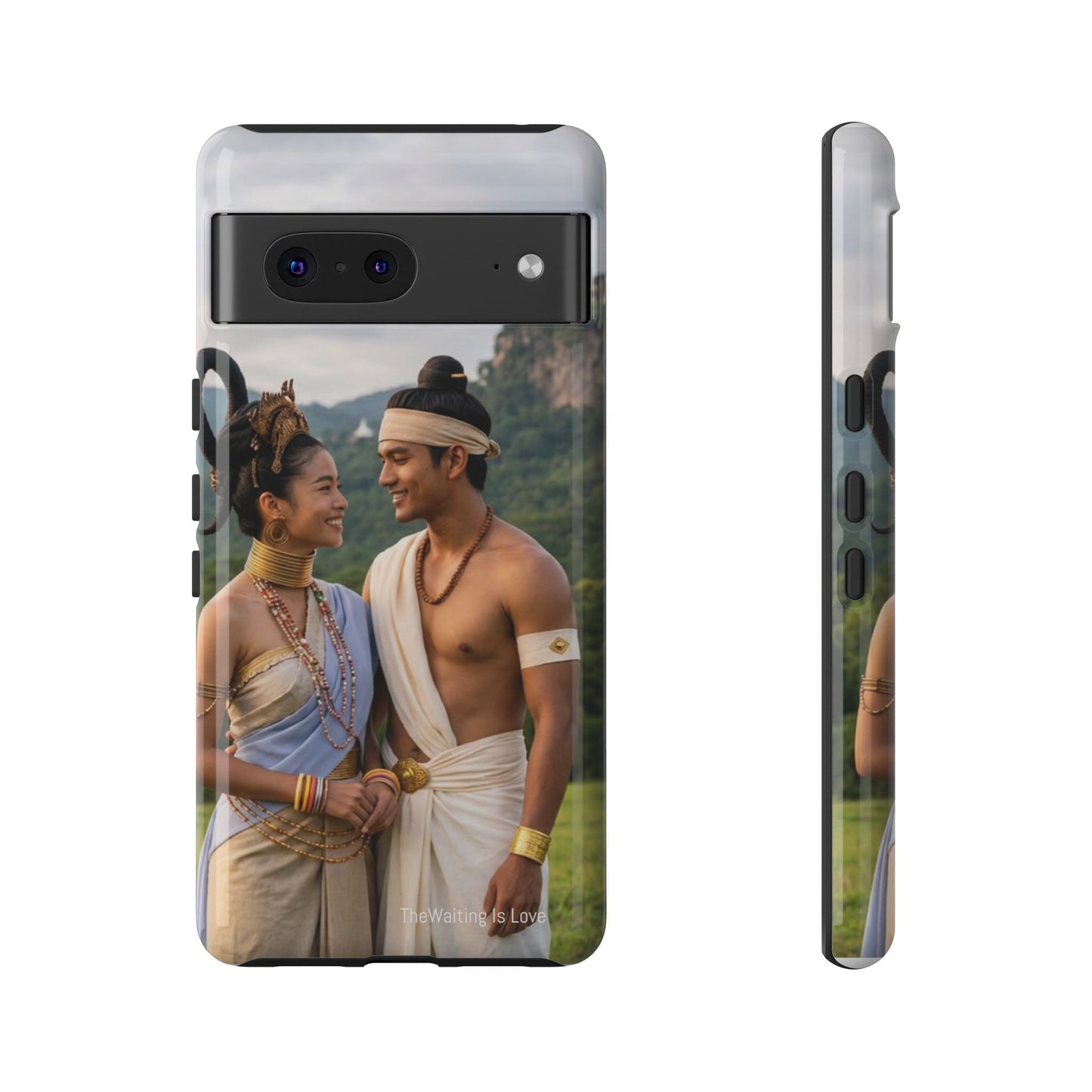 Phone Case — Romantic Couple Photo Print, Tropical Temple Landscape Protective Cover