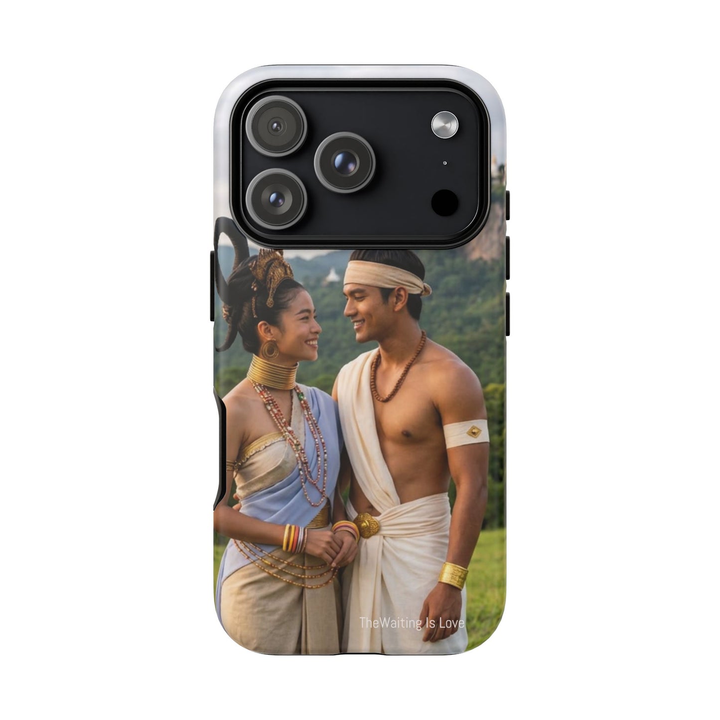 Phone Case — Romantic Couple Photo Print, Tropical Temple Landscape Protective Cover