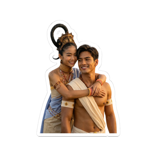 Romantic Couple Kiss-Cut Sticker - Thai Costume Travel Vibe