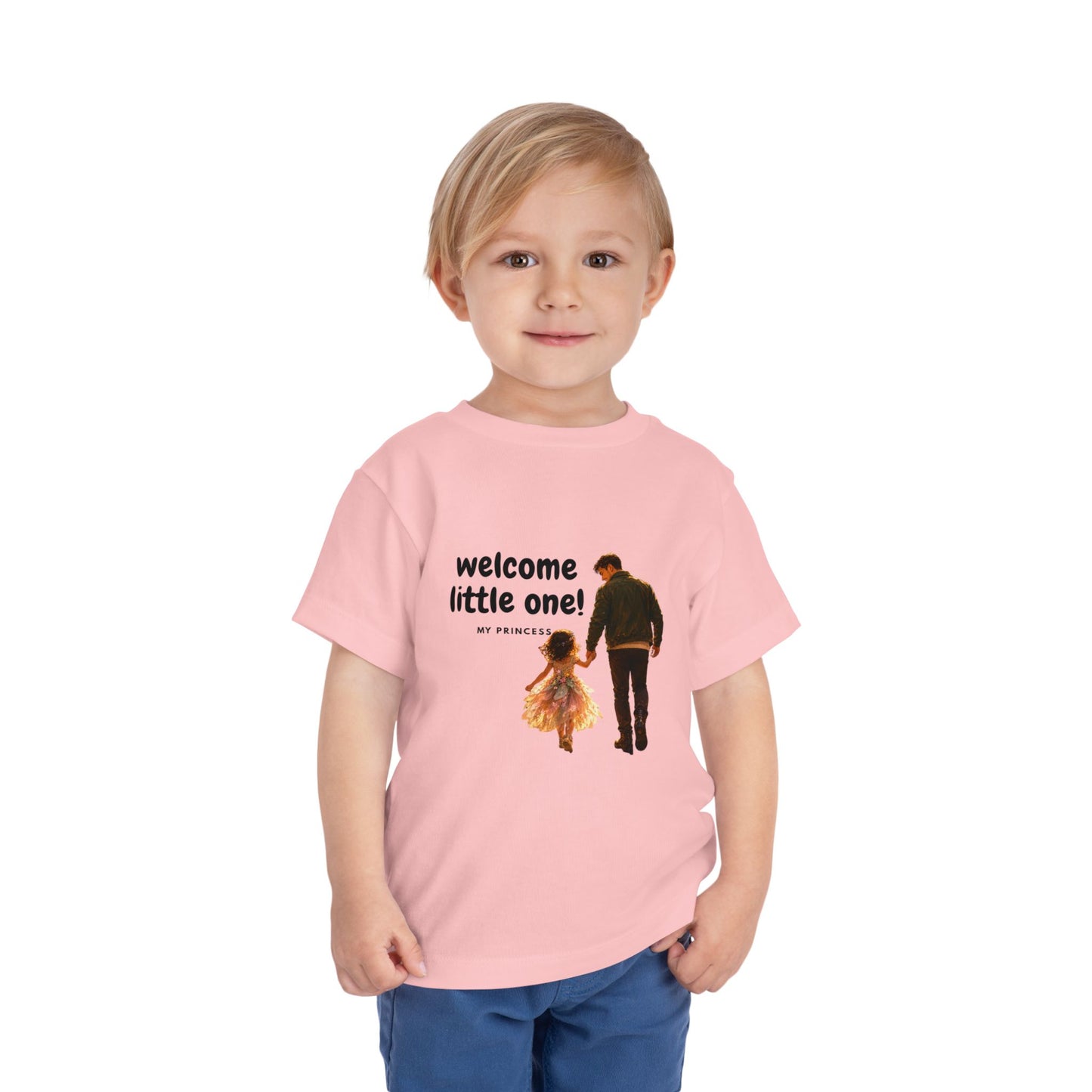 Toddler Tee — "Welcome Little One" Father & Daughter Walk Graphic
