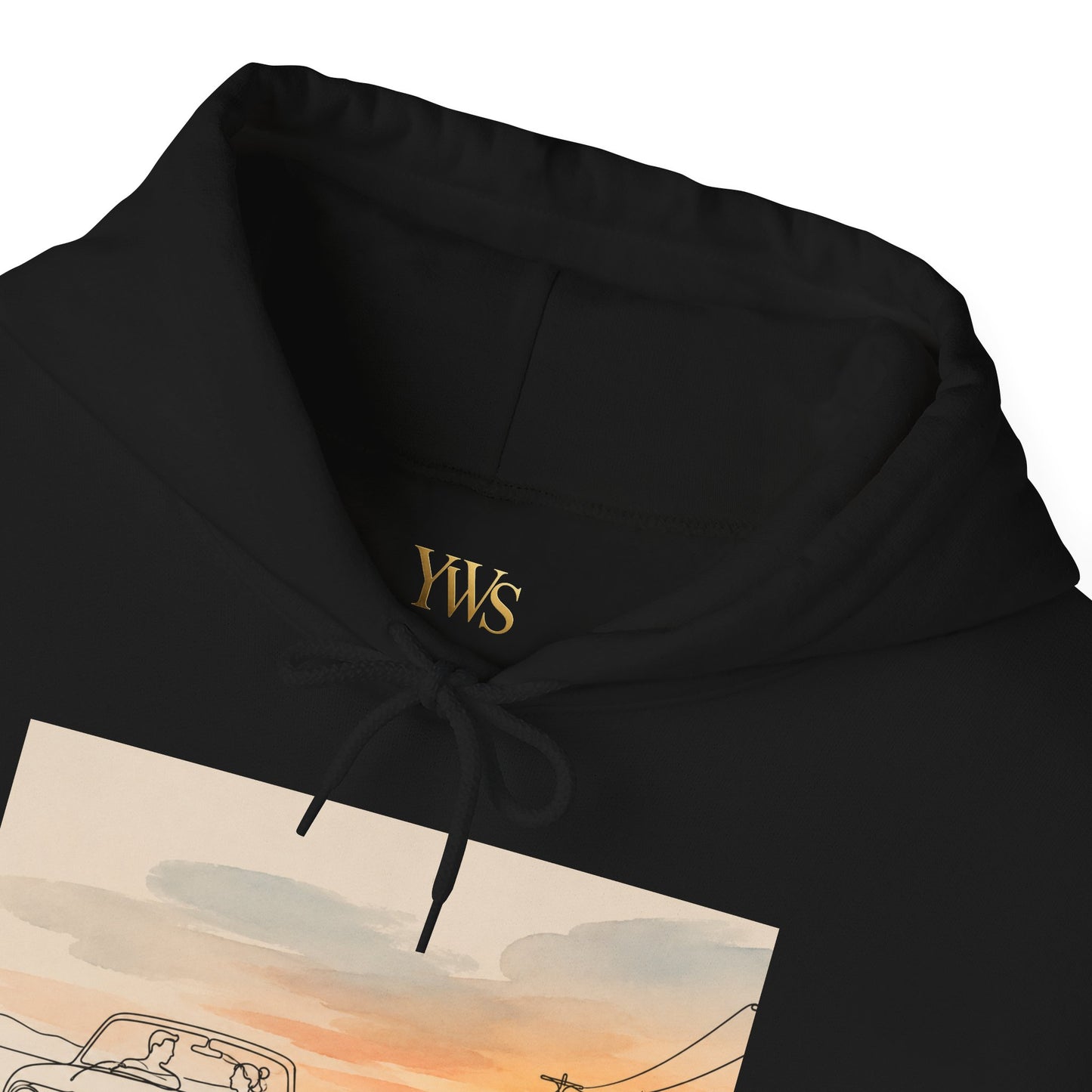 Sunset Drive Hoodie – Retro Car Road Trip Graphic Sweatshirt