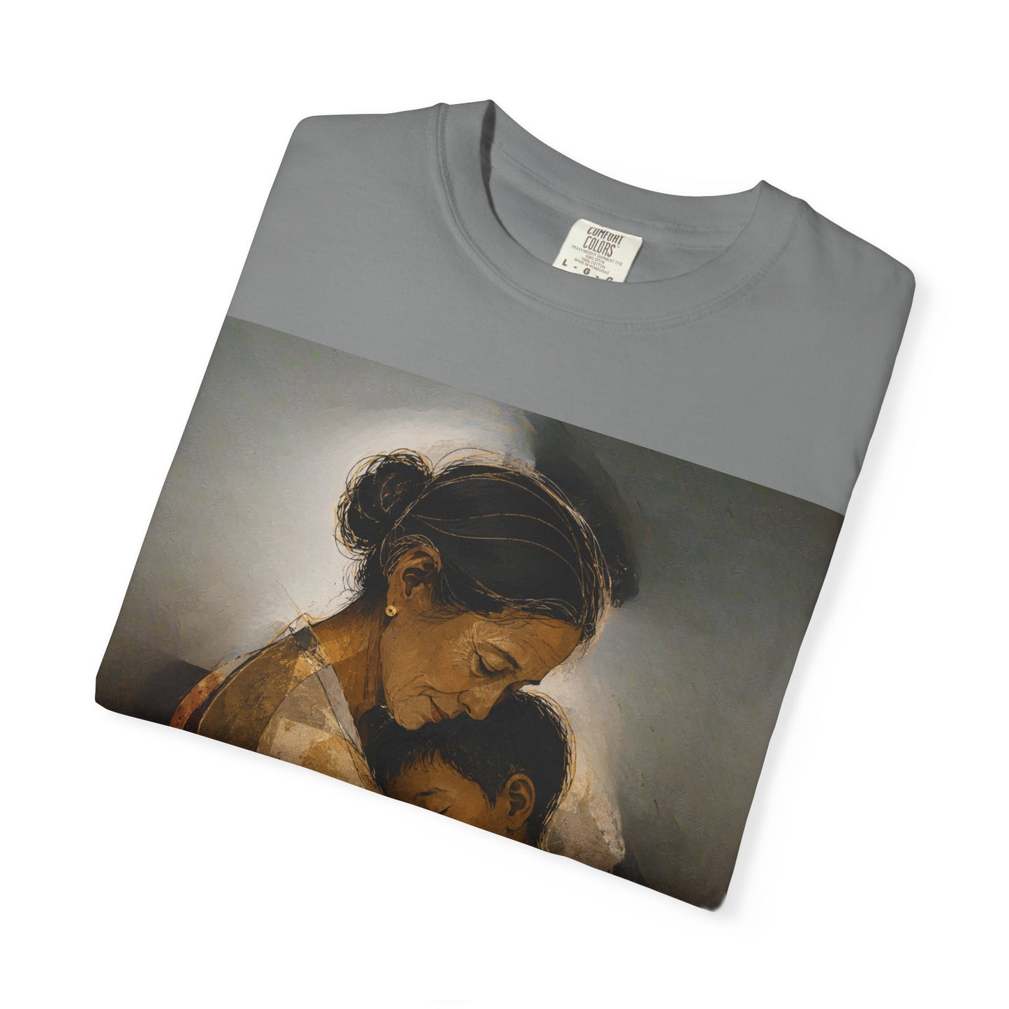 T-Shirt — Mother and Child Embrace Graphic Tee with Inspirational Quote