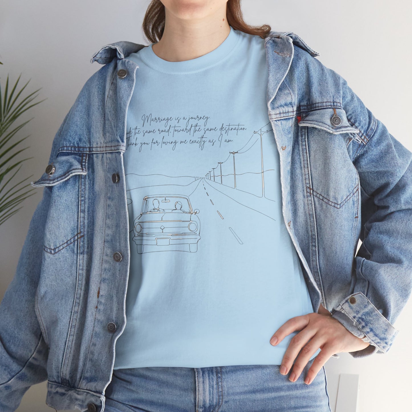 Vintage Road Sketch Tee — Minimal Car Illustration with Handwritten Quote