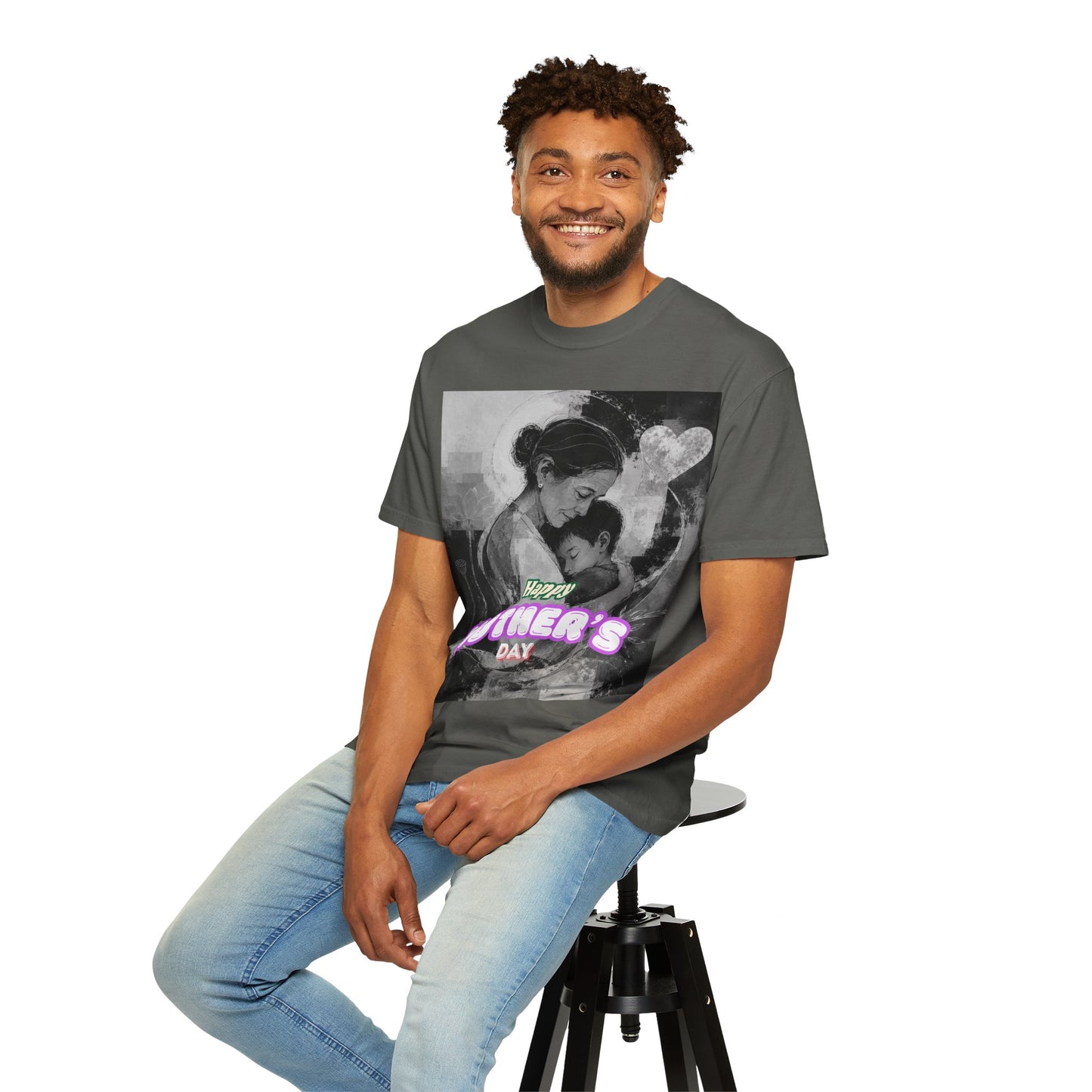 Mother's Day T-Shirt - Vintage Mother & Baby Portrait with "Happy Mother's Day"