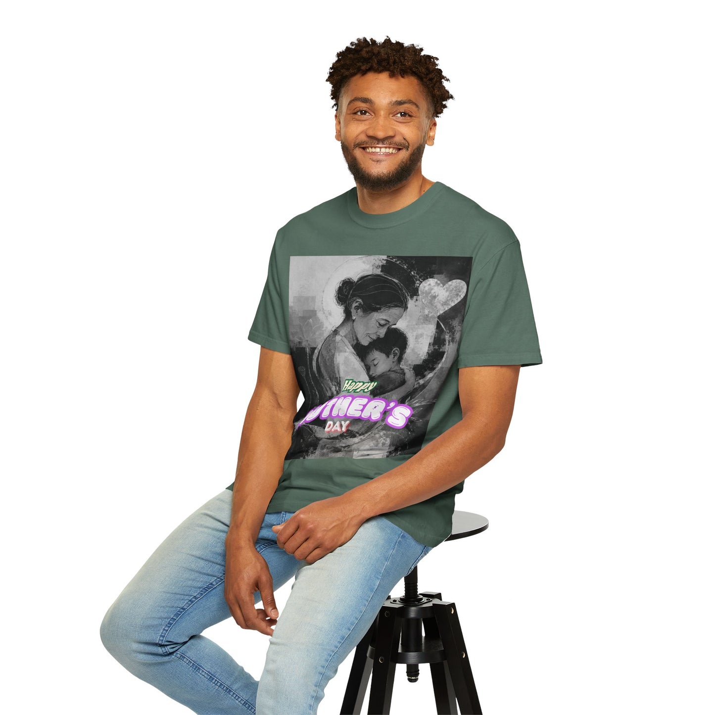 Mother's Day T-Shirt - Vintage Mother & Baby Portrait with "Happy Mother's Day"