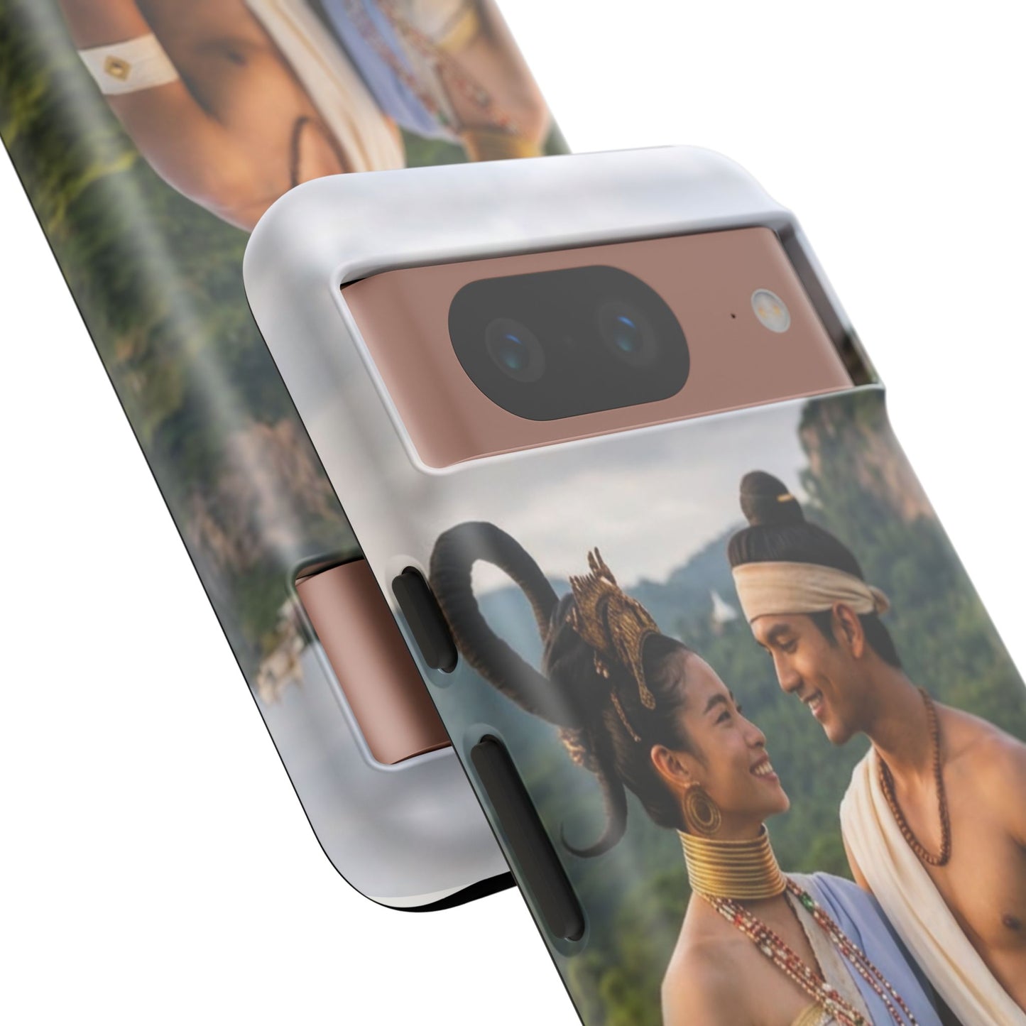 Phone Case — Romantic Couple Photo Print, Tropical Temple Landscape Protective Cover