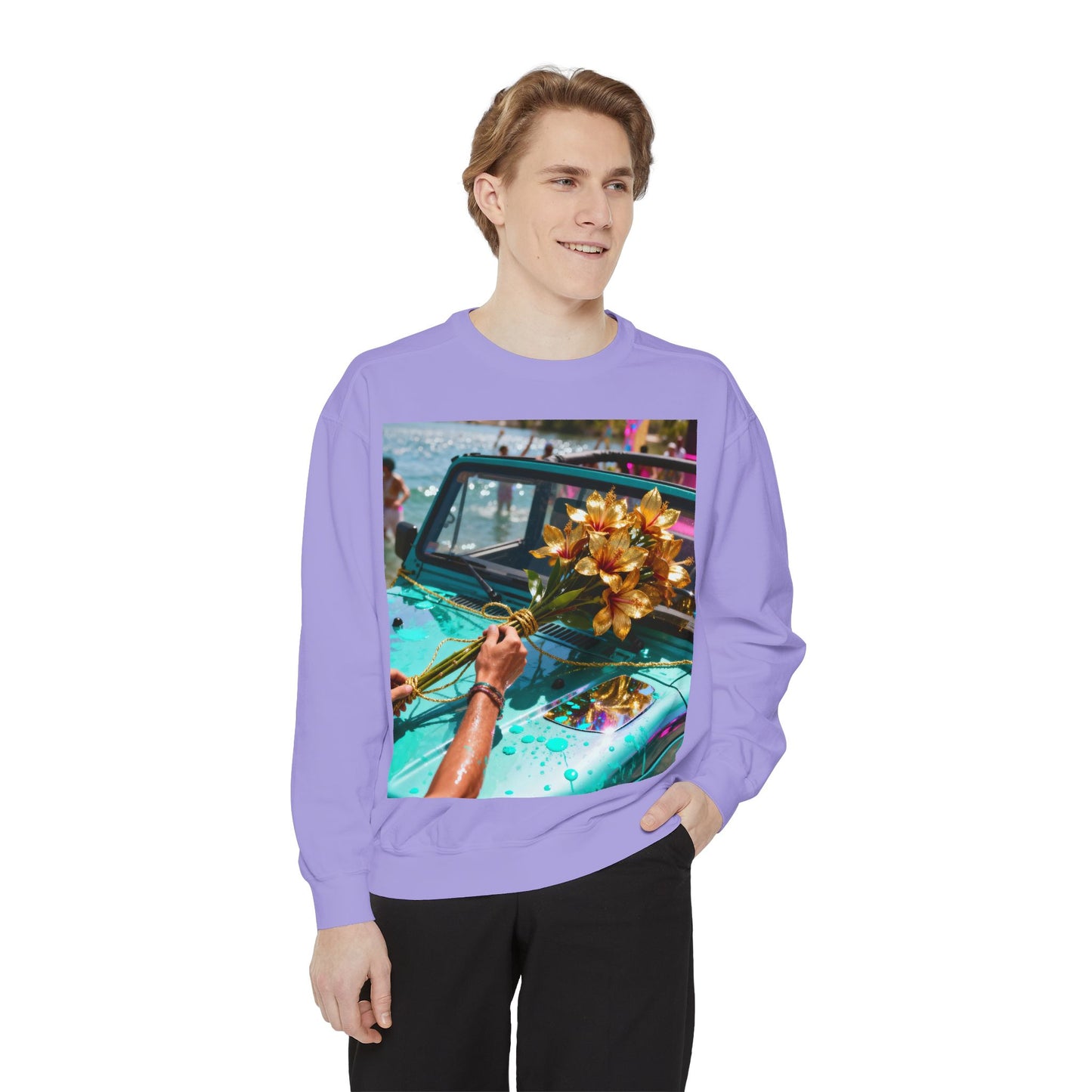 Sweatshirt — Tropical Parade Car Floral Photo Print