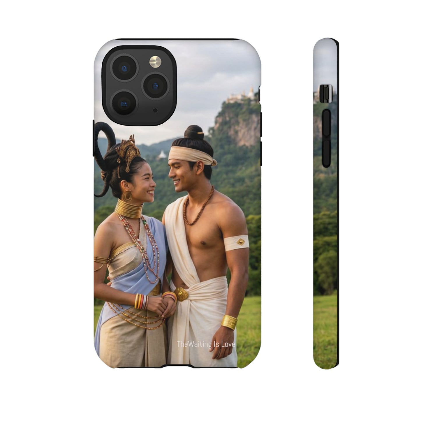 Phone Case — Romantic Couple Photo Print, Tropical Temple Landscape Protective Cover