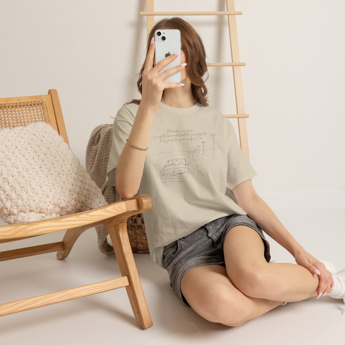 Vintage Road Sketch Tee — Minimal Car Illustration with Handwritten Quote