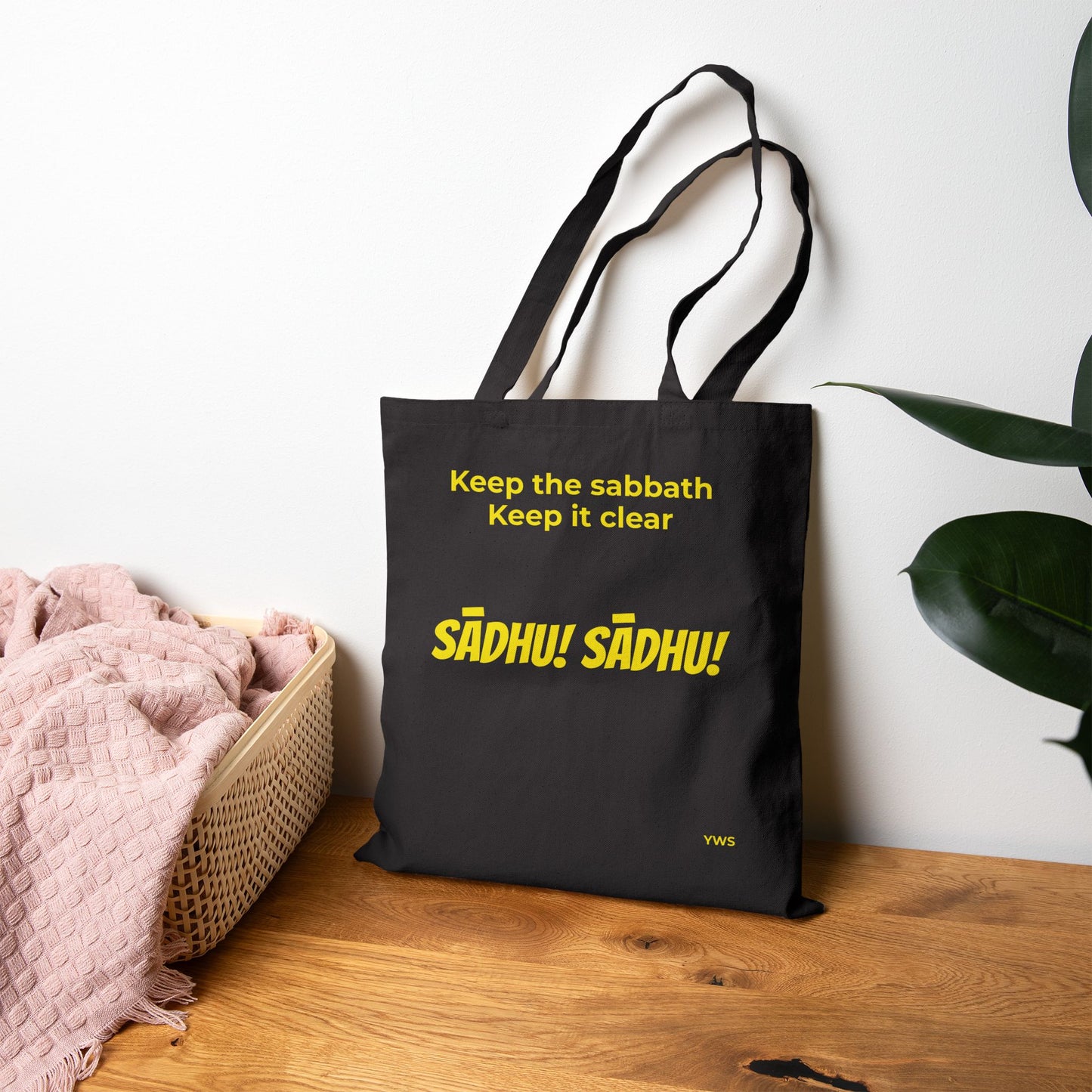 Canvas Tote Bag — "Keep the Sabbath, Keep It Clear" Sadhu Design