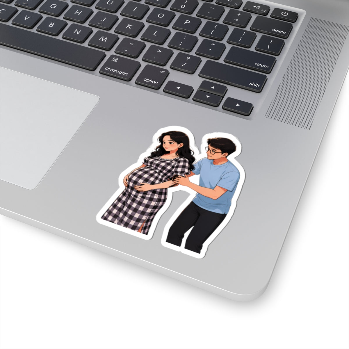 Pregnant Couple Kiss-Cut Sticker — Expecting Parents Laptop Decal
