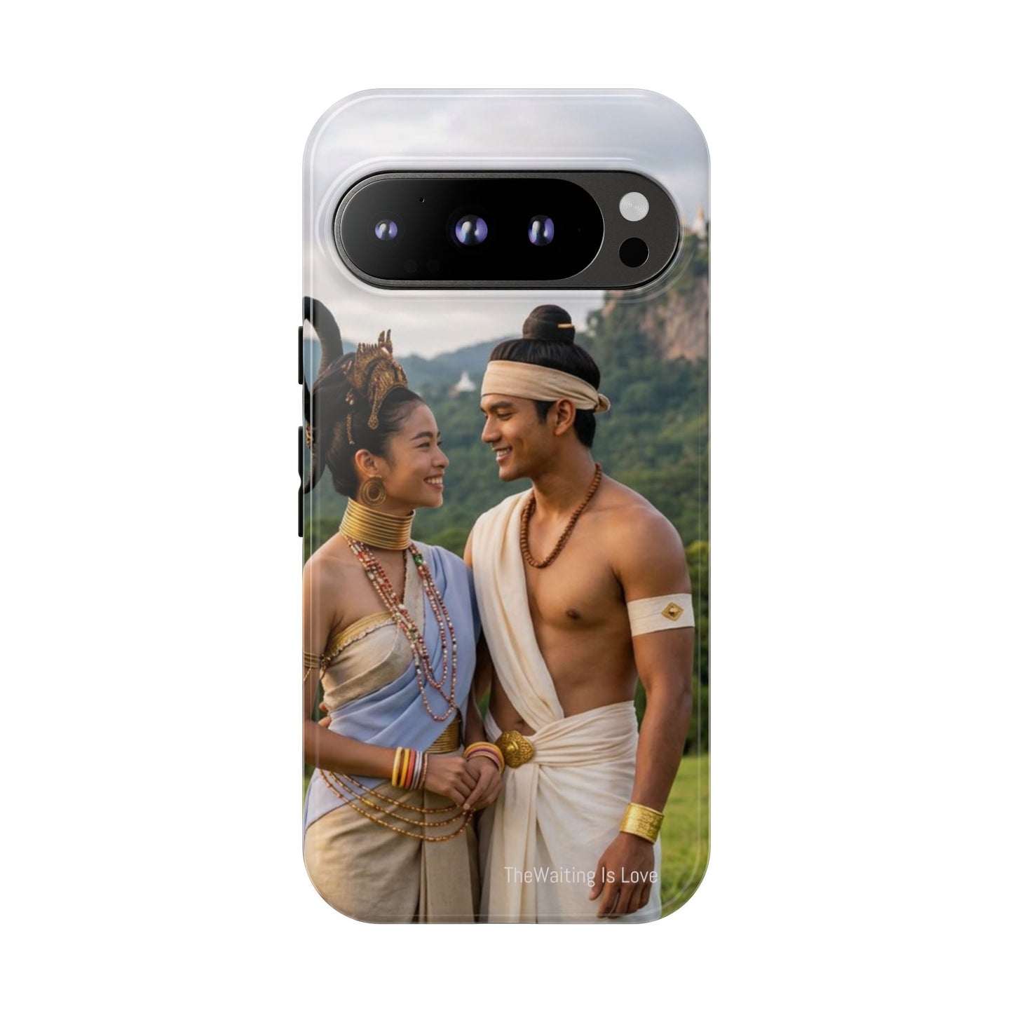 Phone Case — Romantic Couple Photo Print, Tropical Temple Landscape Protective Cover