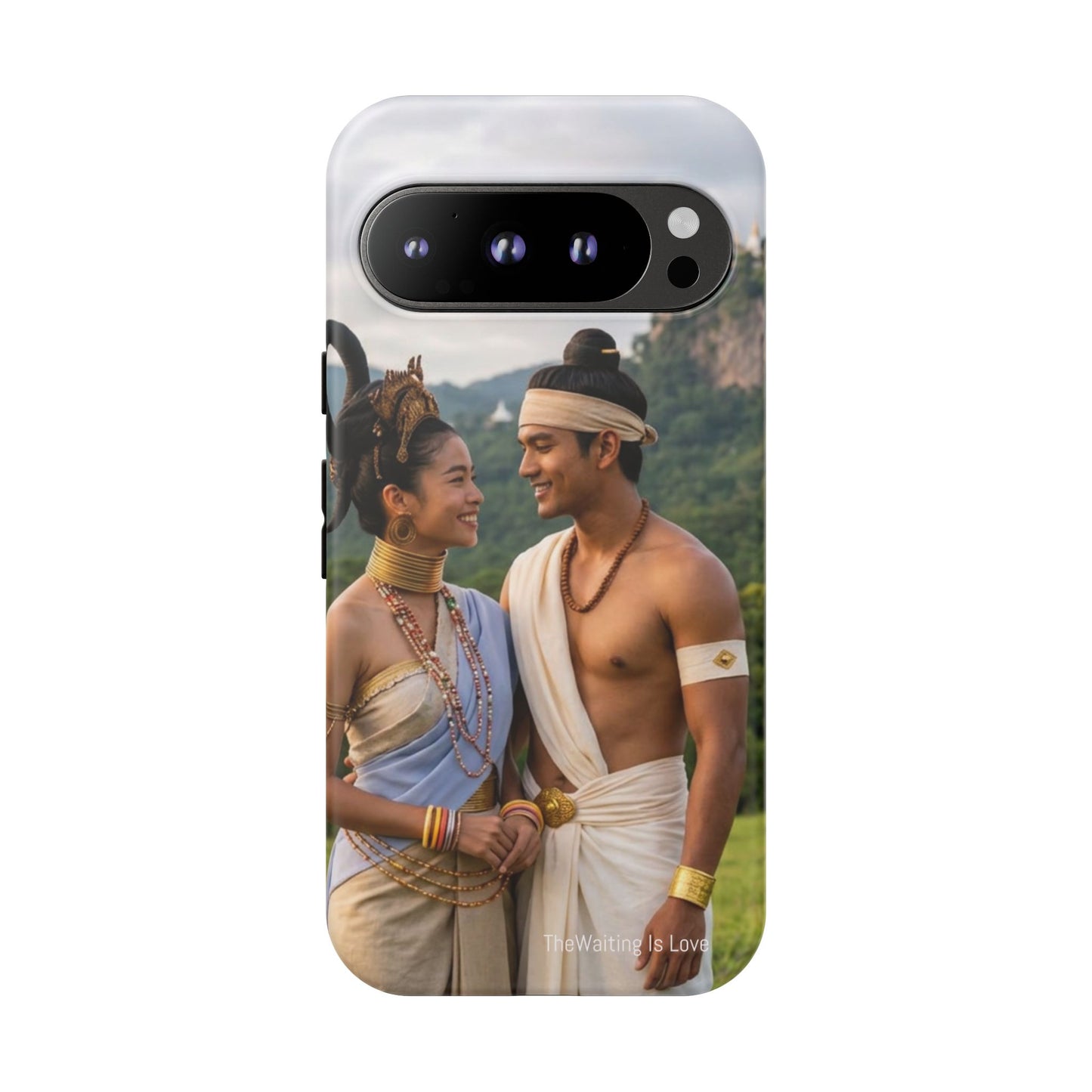 Phone Case — Romantic Couple Photo Print, Tropical Temple Landscape Protective Cover