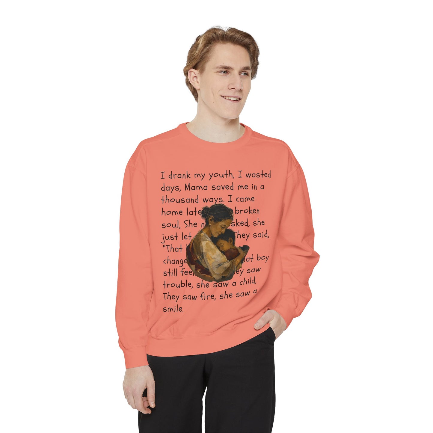 Sweatshirt — Mama Saved Me Graphic Sweatshirt with Mother & Child Lyrics