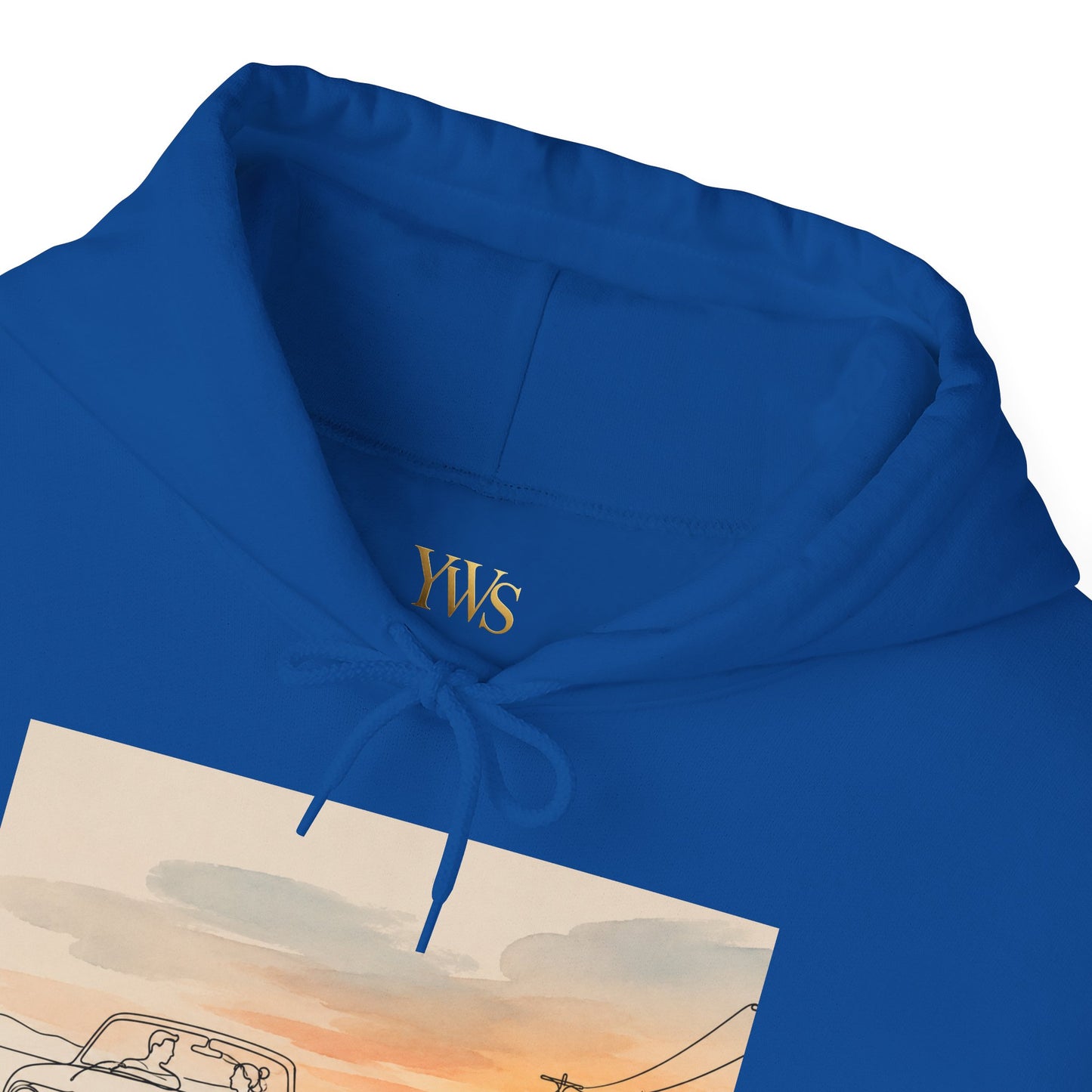Sunset Drive Hoodie – Retro Car Road Trip Graphic Sweatshirt