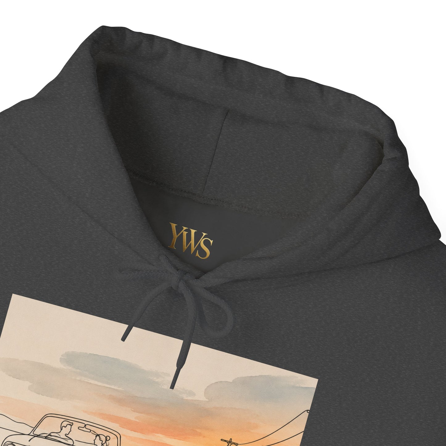 Sunset Drive Hoodie – Retro Car Road Trip Graphic Sweatshirt