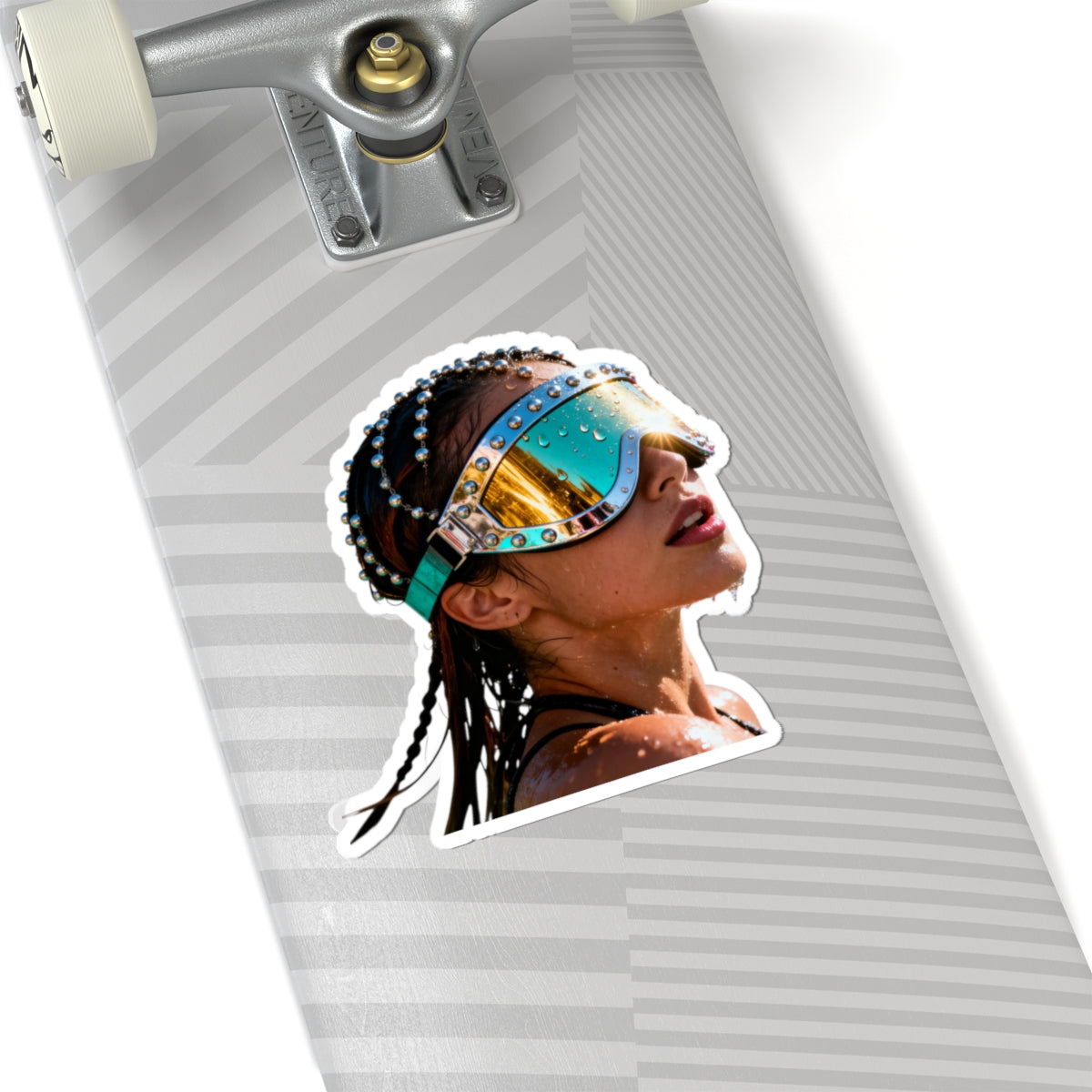 Futuristic Goggles Kiss-Cut Sticker — Reflective Festival & Rave Helmet Sticker