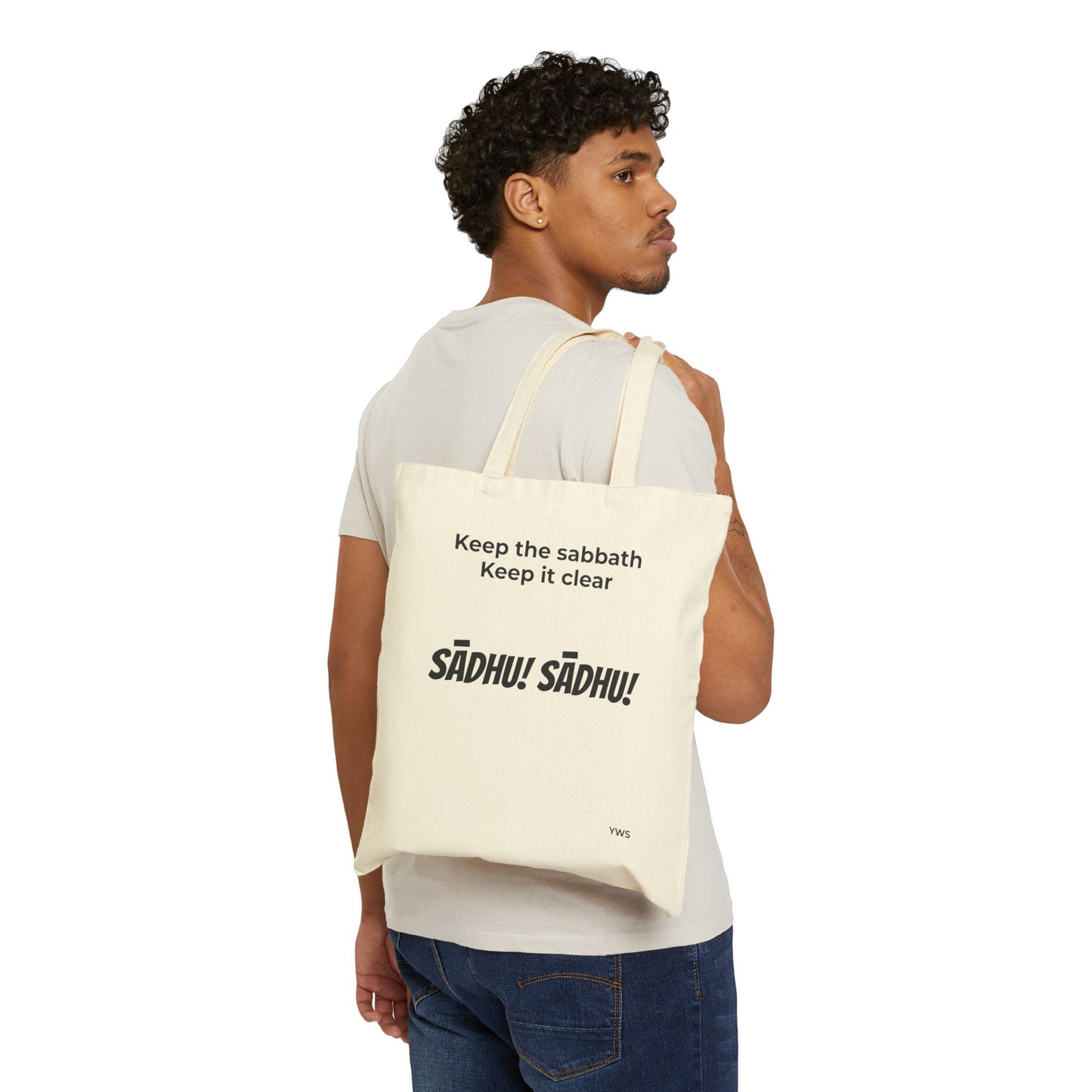 Canvas Tote Bag — "Keep the Sabbath, Keep It Clear" Sadhu Design