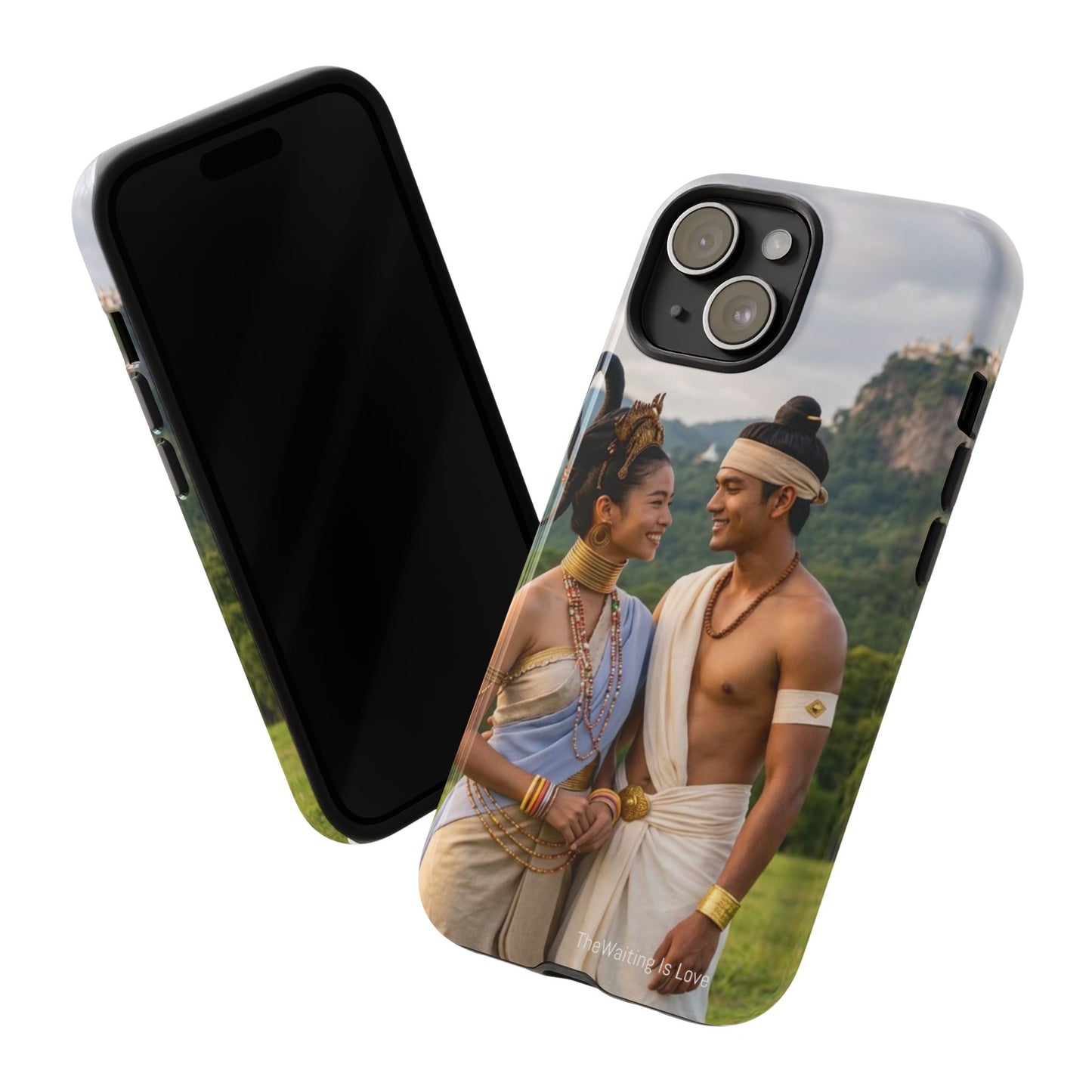 Phone Case — Romantic Couple Photo Print, Tropical Temple Landscape Protective Cover
