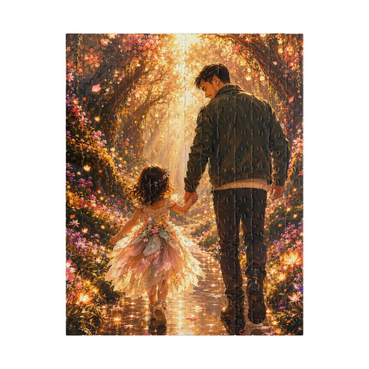 Father and Daughter Stroll Jigsaw Puzzle — Heartwarming Family Scene (110/252/520/1014 pcs)