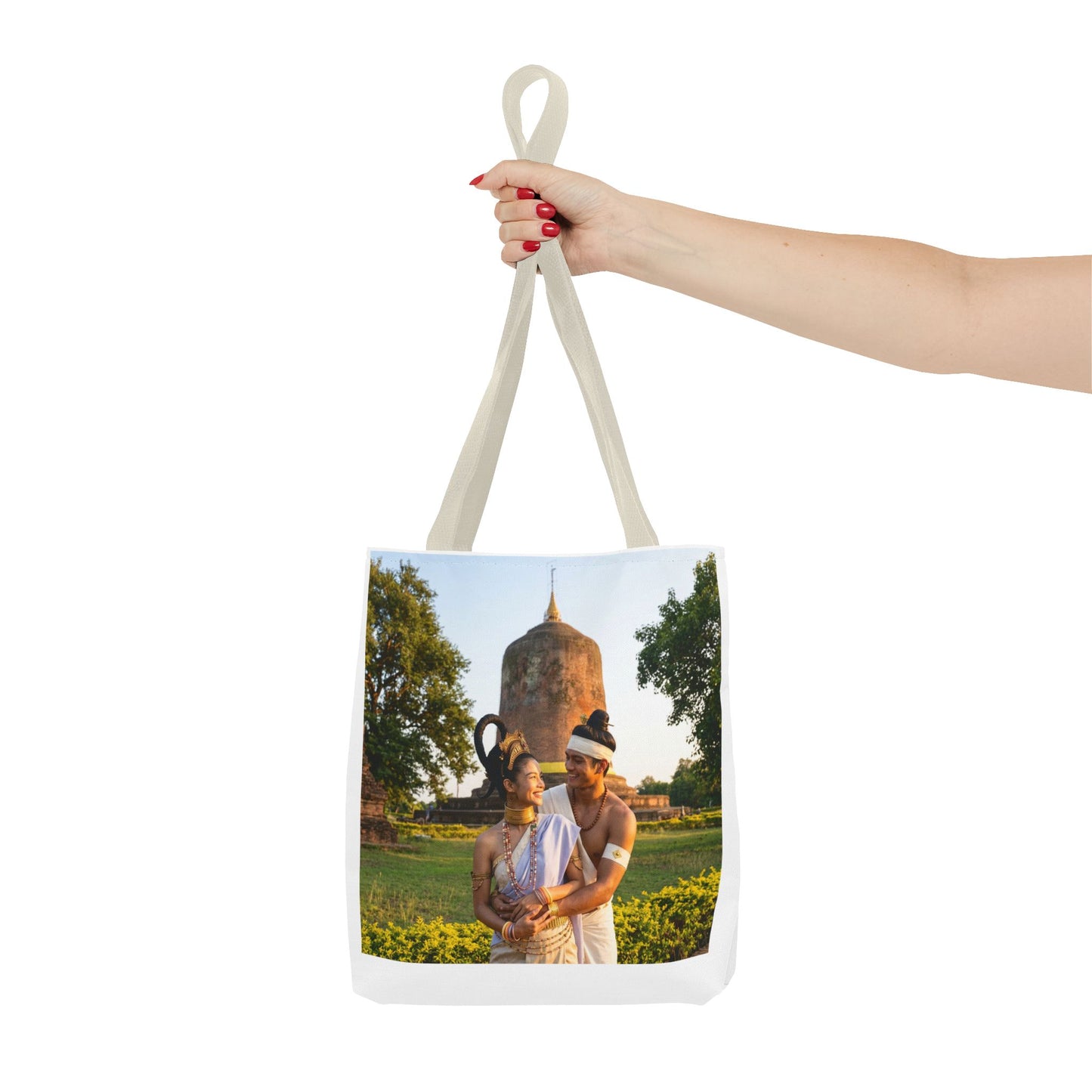 Scenic Couple Illustration Tote Bag — Romantic Travel Landscape AOP