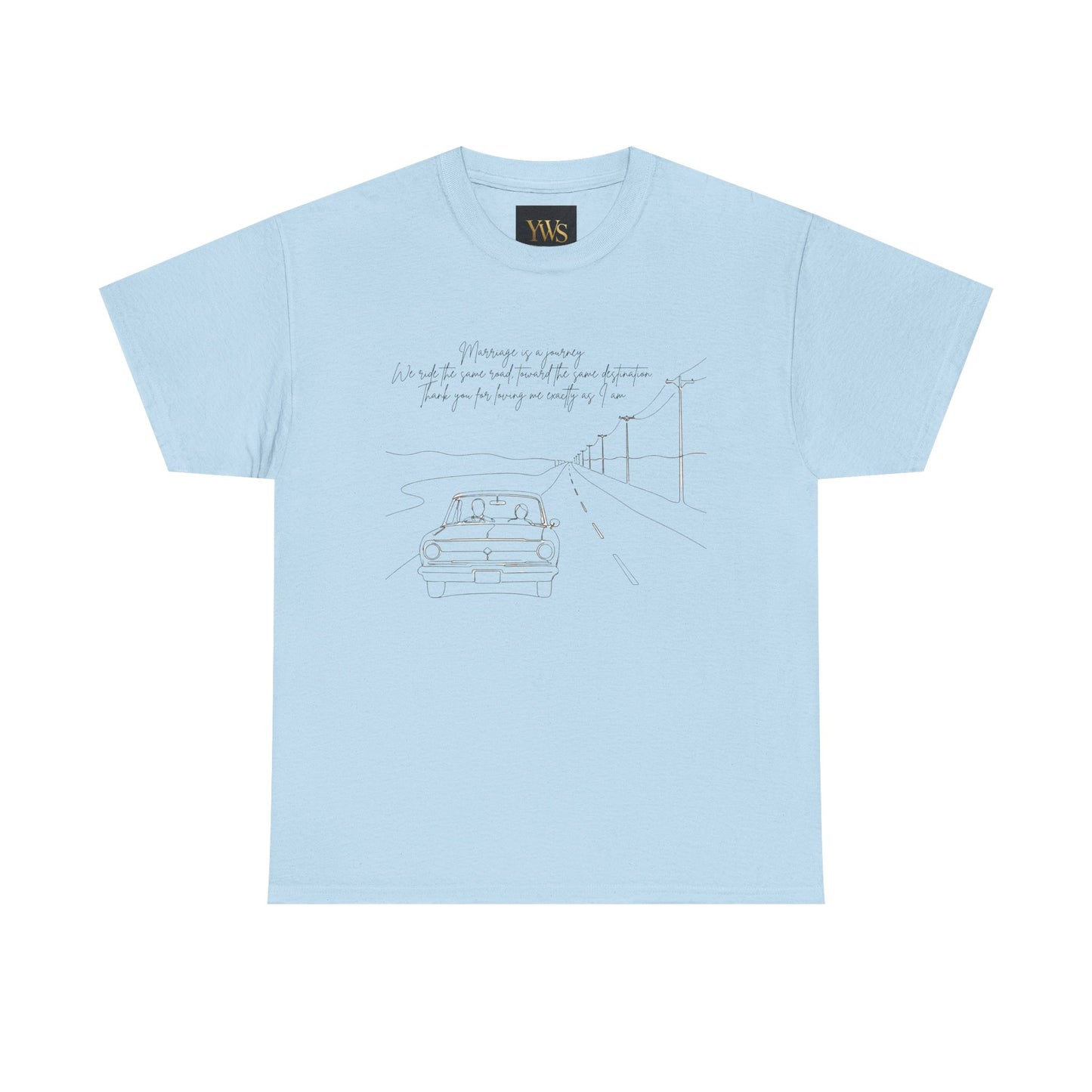 Vintage Road Sketch Tee — Minimal Car Illustration with Handwritten Quote