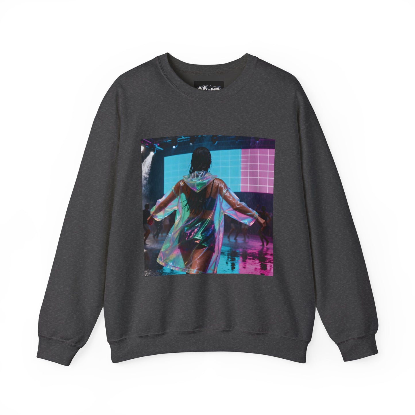 Retro Neon Concert Sweatshirt — Glitchy Music Festival Crewneck