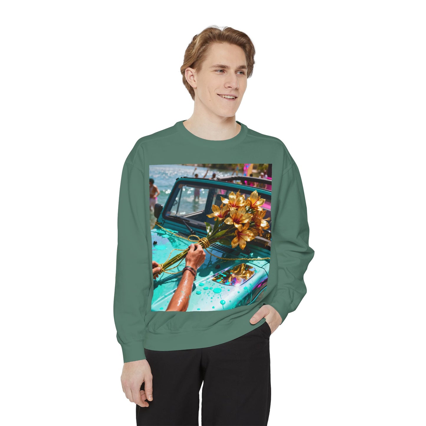 Sweatshirt — Tropical Parade Car Floral Photo Print