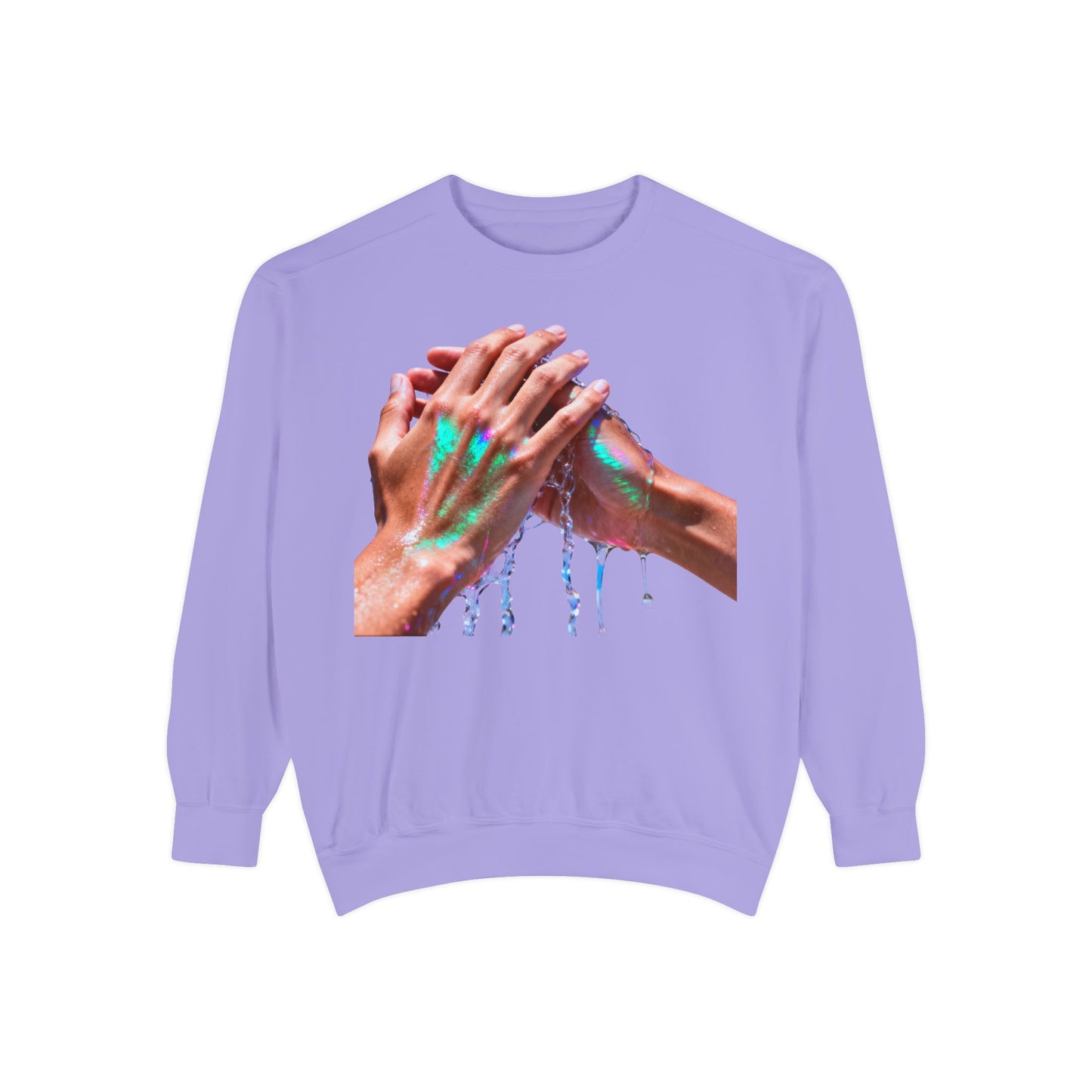 Hands Washing Art Sweatshirt — Colorful Dripping Paint Graphic Crewneck