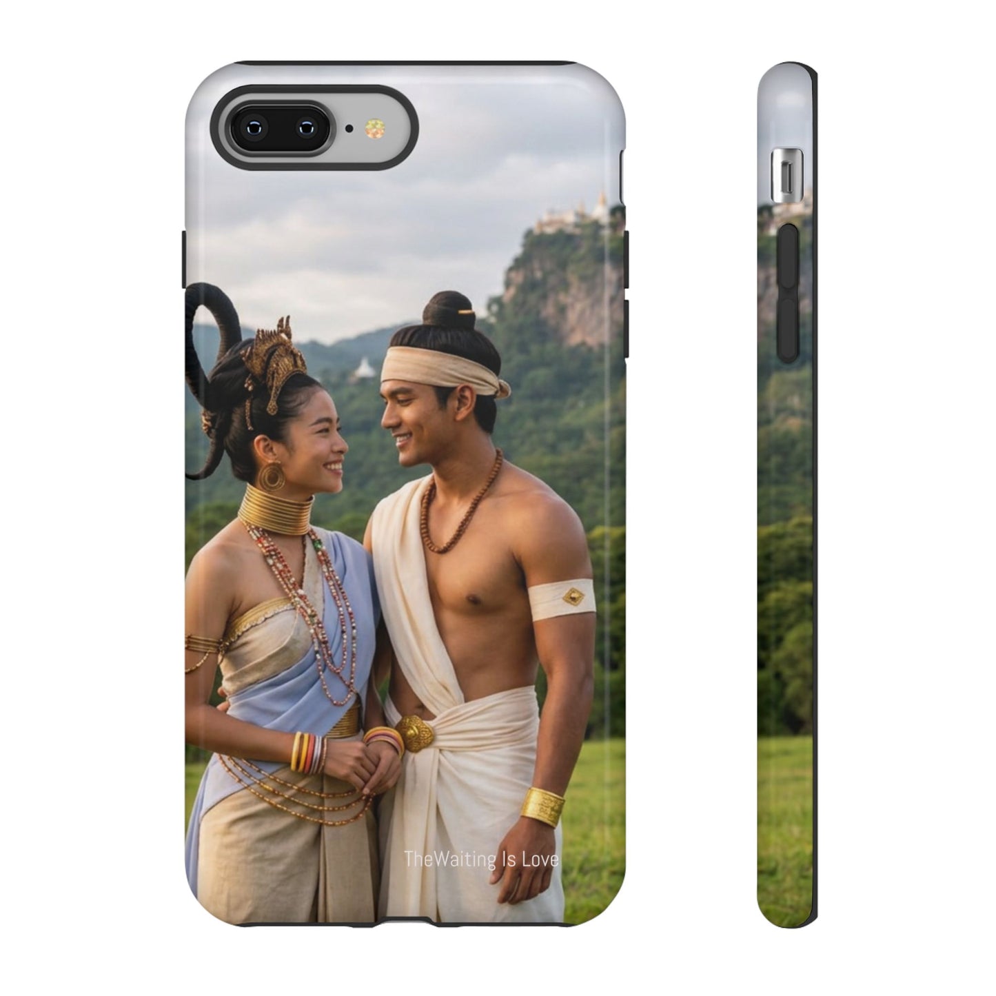 Phone Case — Romantic Couple Photo Print, Tropical Temple Landscape Protective Cover