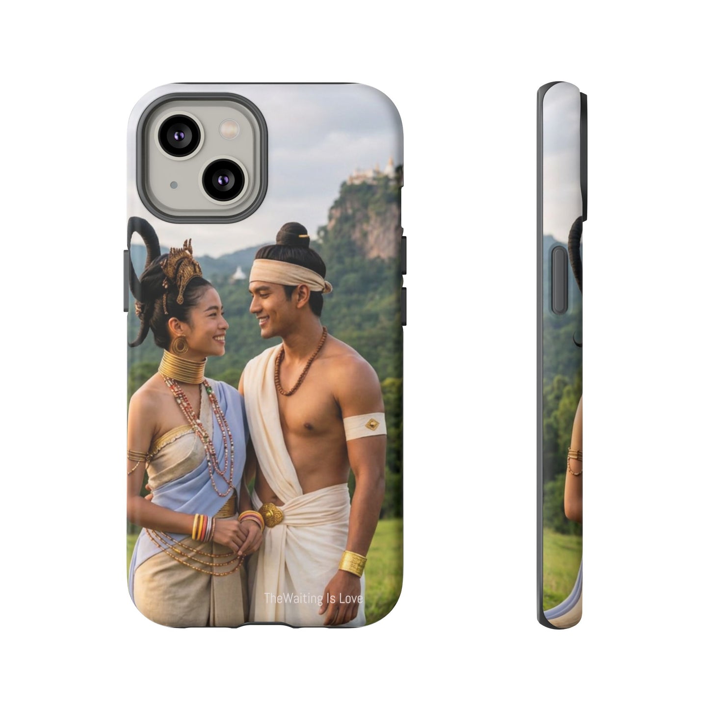 Phone Case — Romantic Couple Photo Print, Tropical Temple Landscape Protective Cover